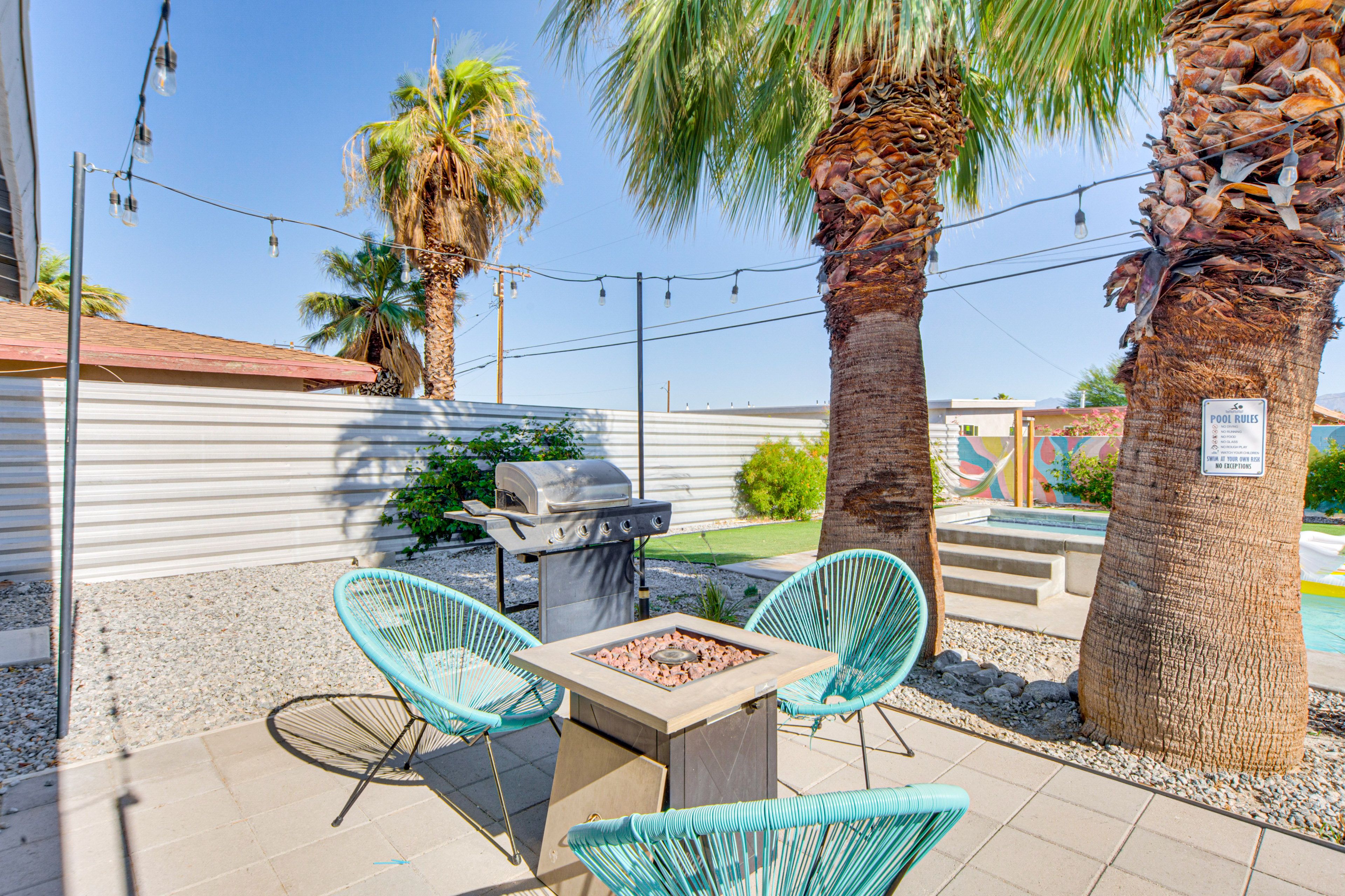 Fire Pit Area | Private Yard | Mountain Views