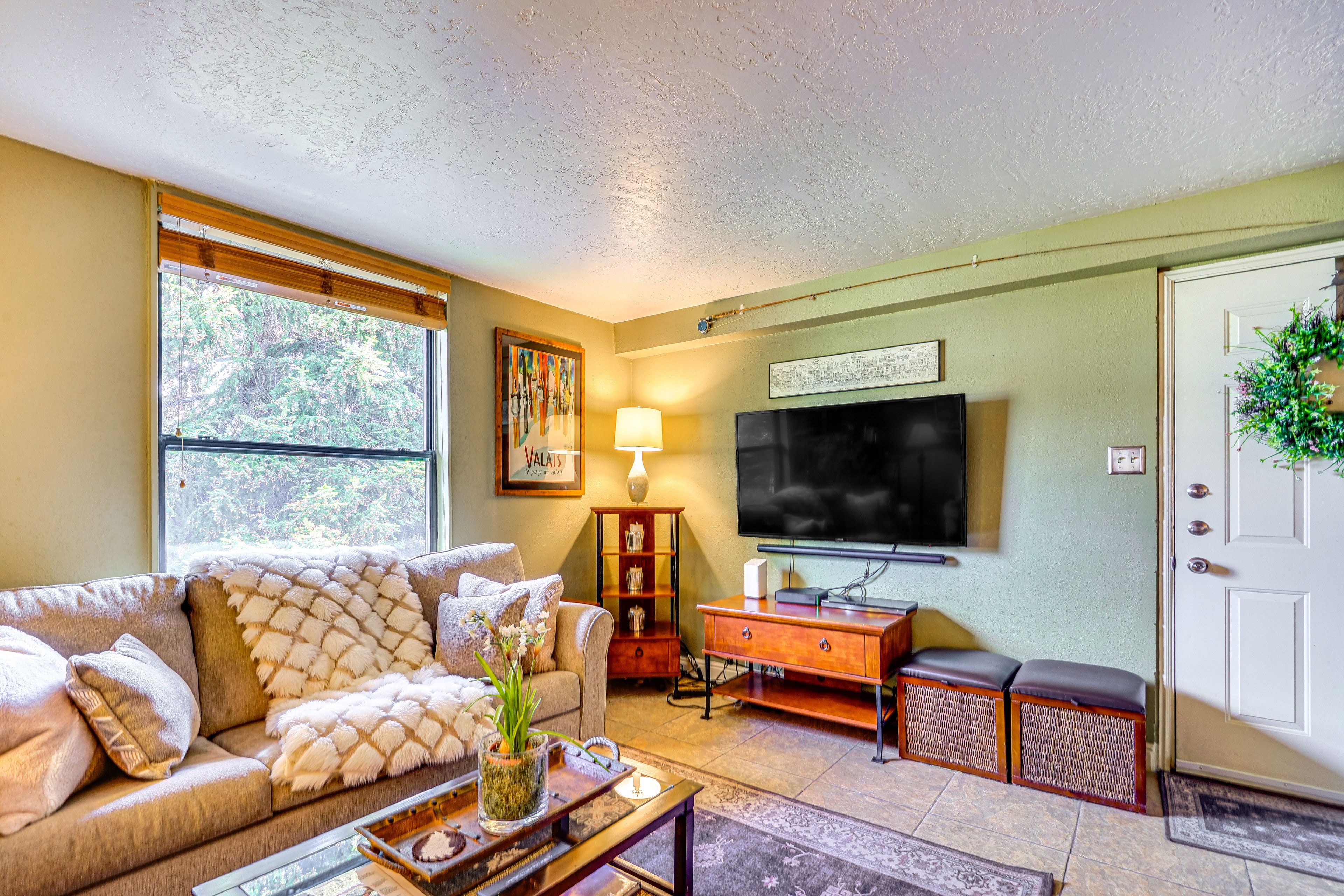 Living Room | Central Heating | Window A/C Units | Queen Sleeper Sofa