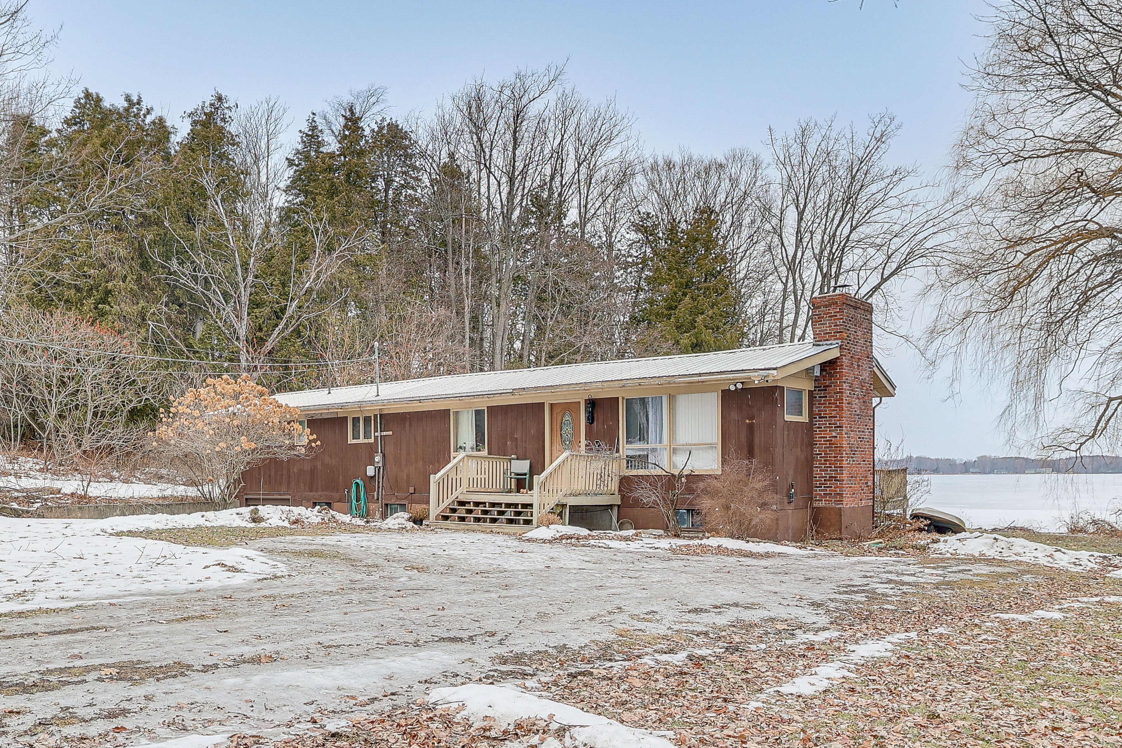 Winter Exterior | Single-Story Home
