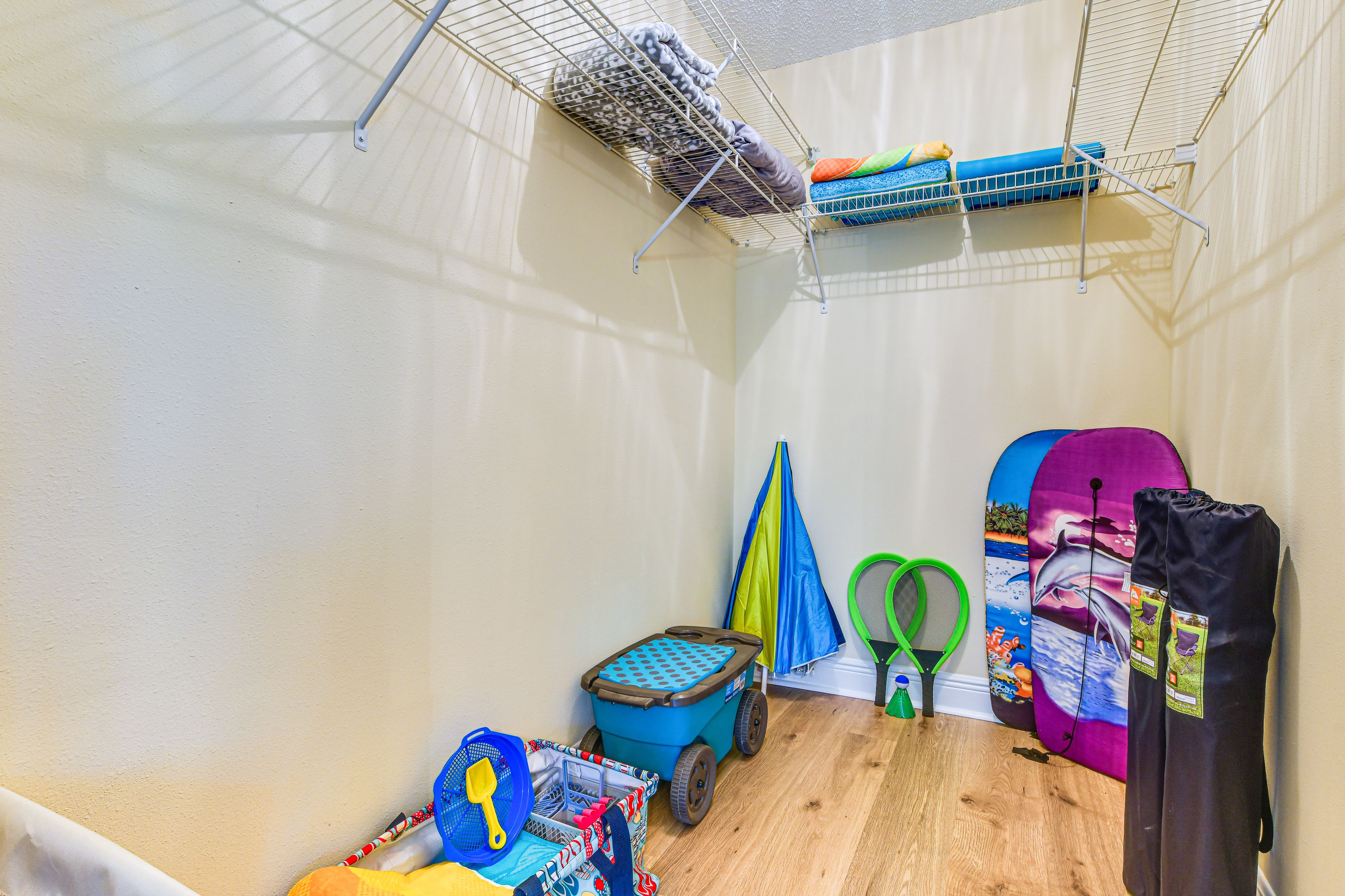 Storage Closet | Beach Gear & Towels | 2 Folding Chairs