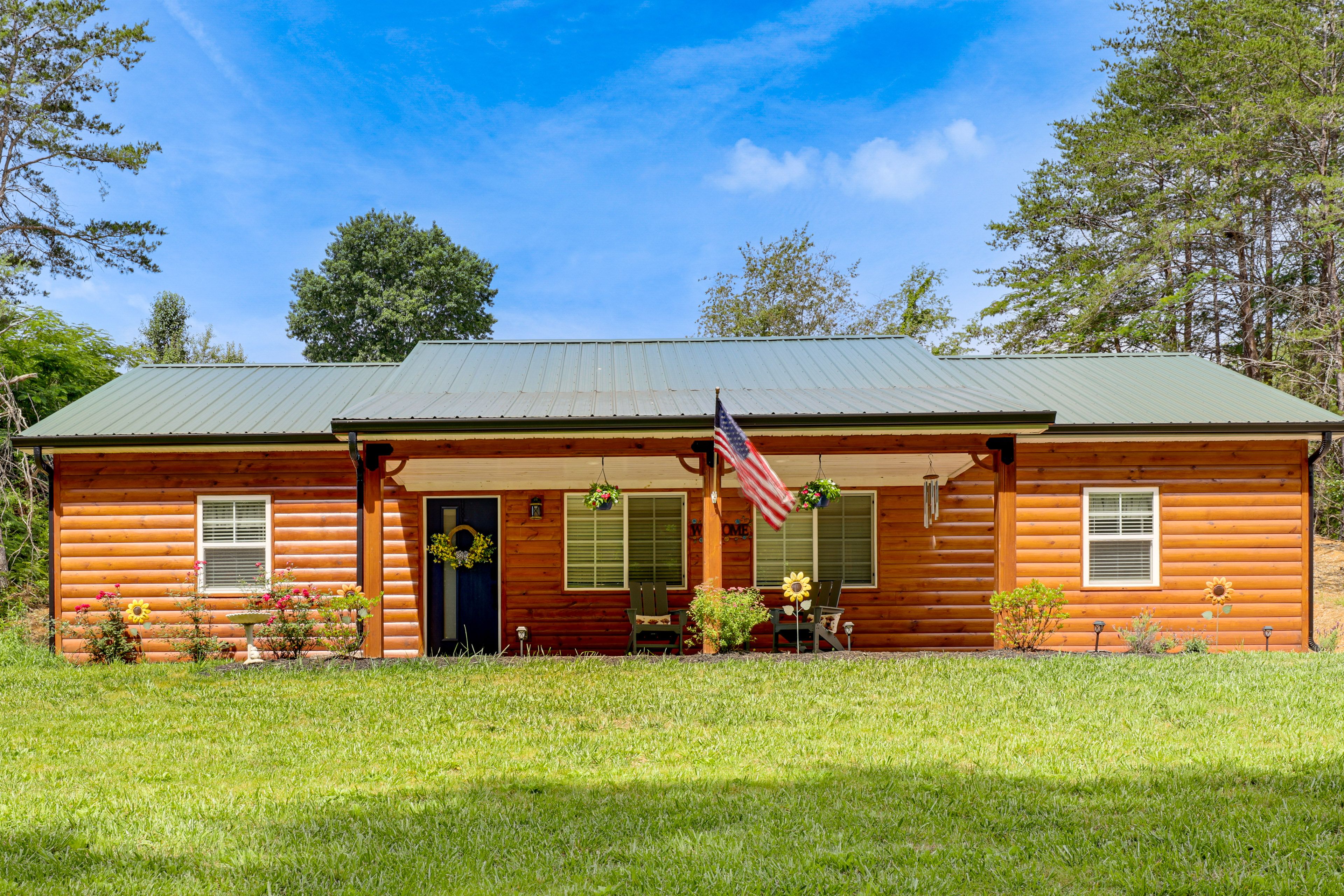 Front Exterior | Single-Story Home | Covered Porch