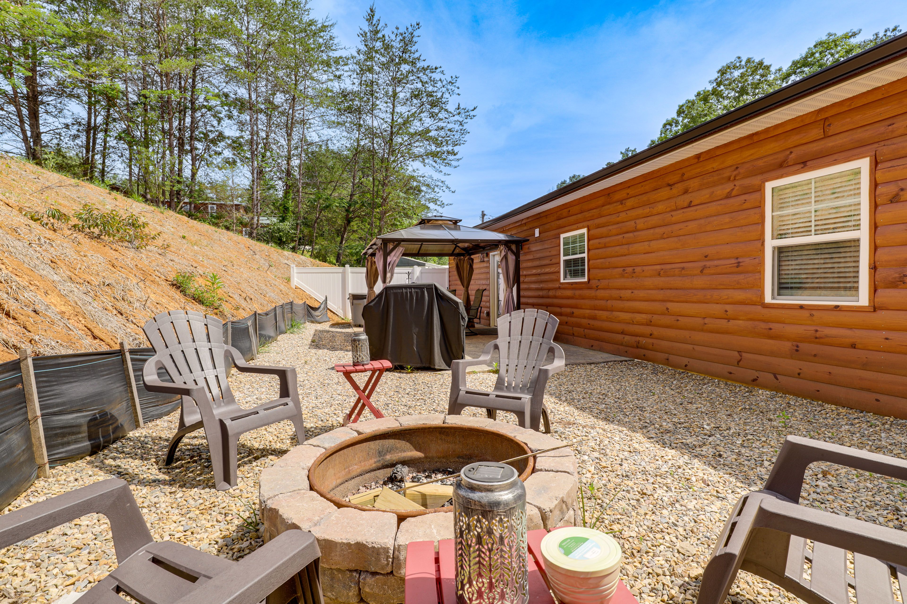 Exterior | Fire Pit w/ Seating | Gas Grill | Covered Dining Area