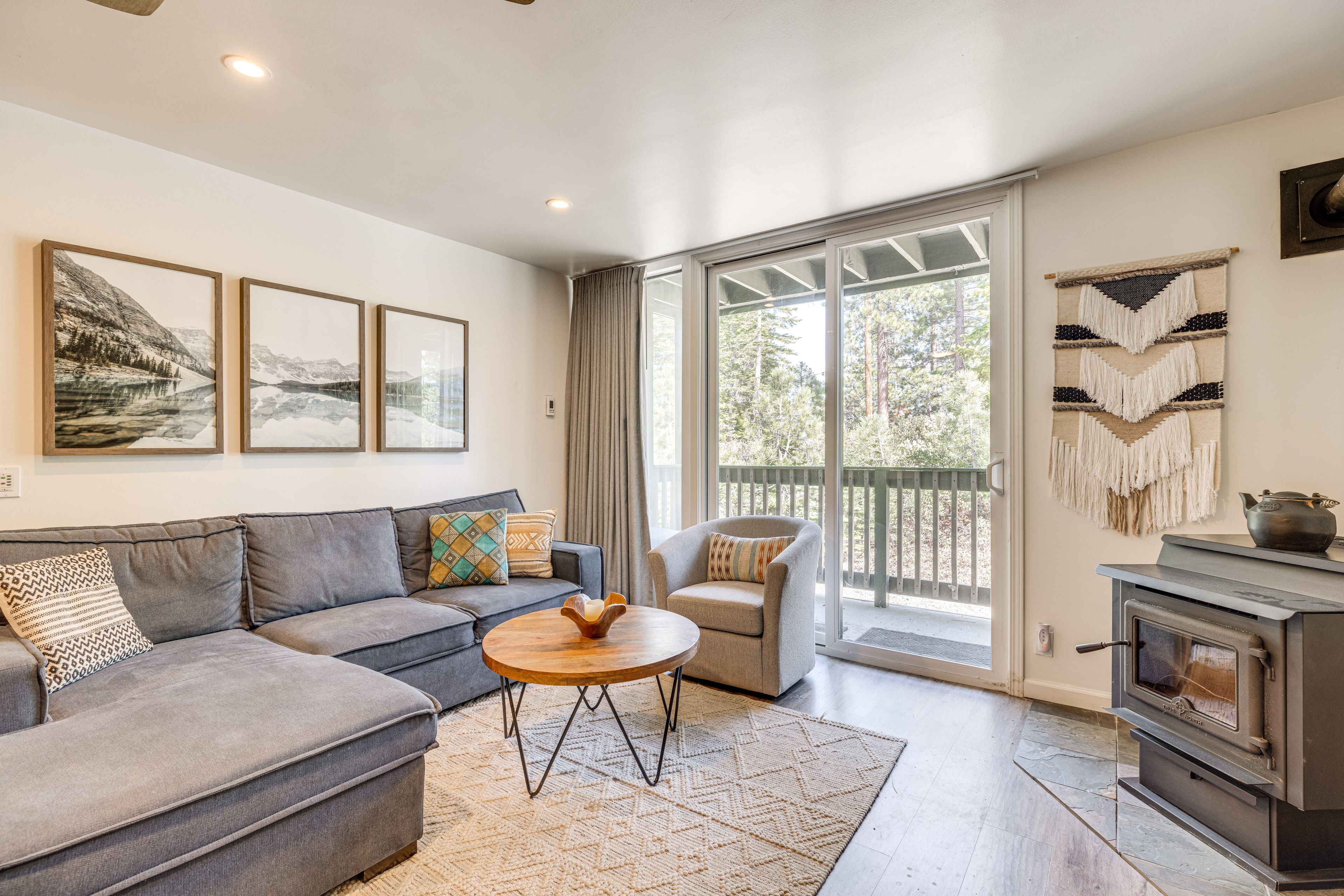 Living Room | Full Sleeper Sofa | EPA-Certified Pellet Stove | Smart TV