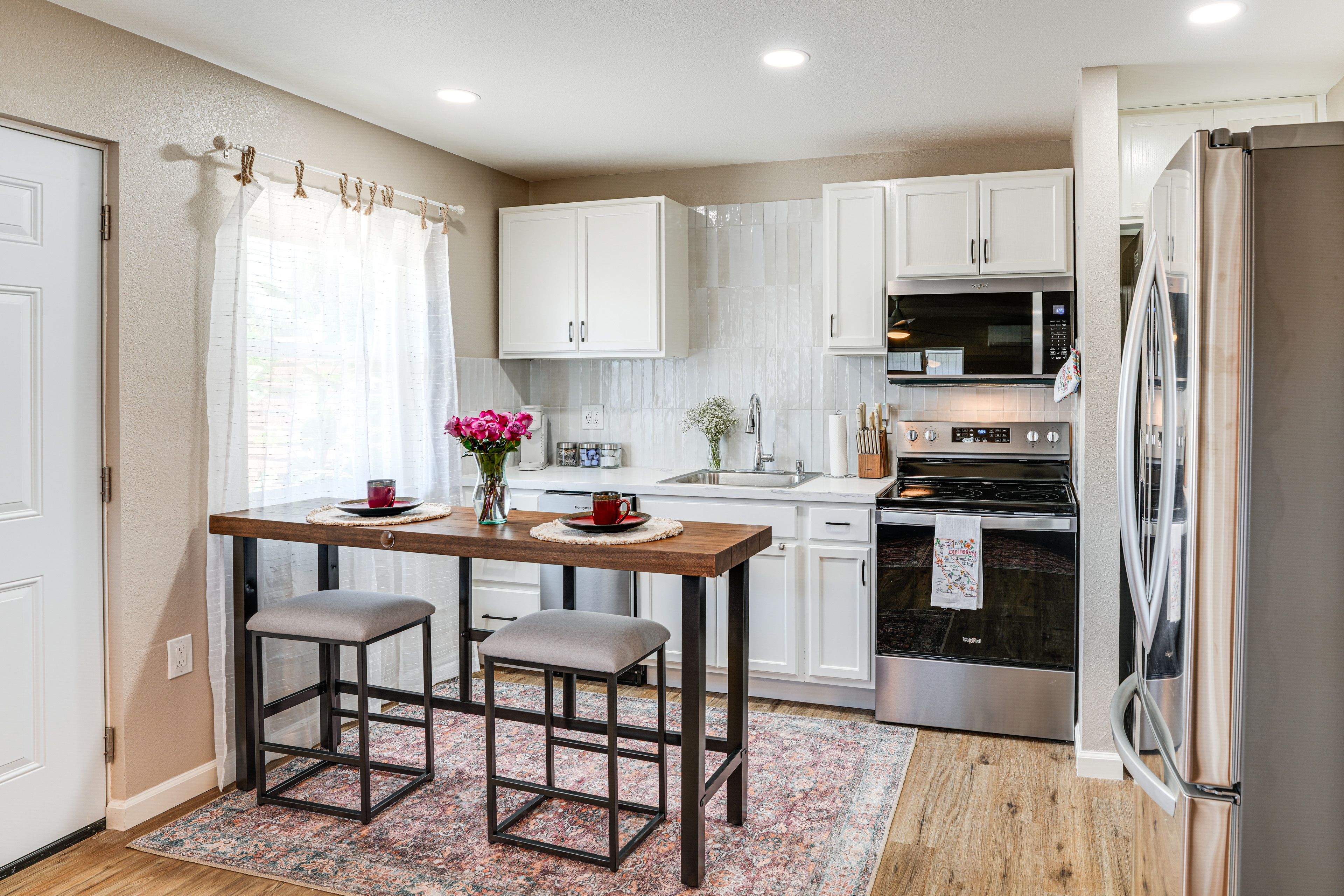 Kitchen & Dining Area | Central A/C & Heating