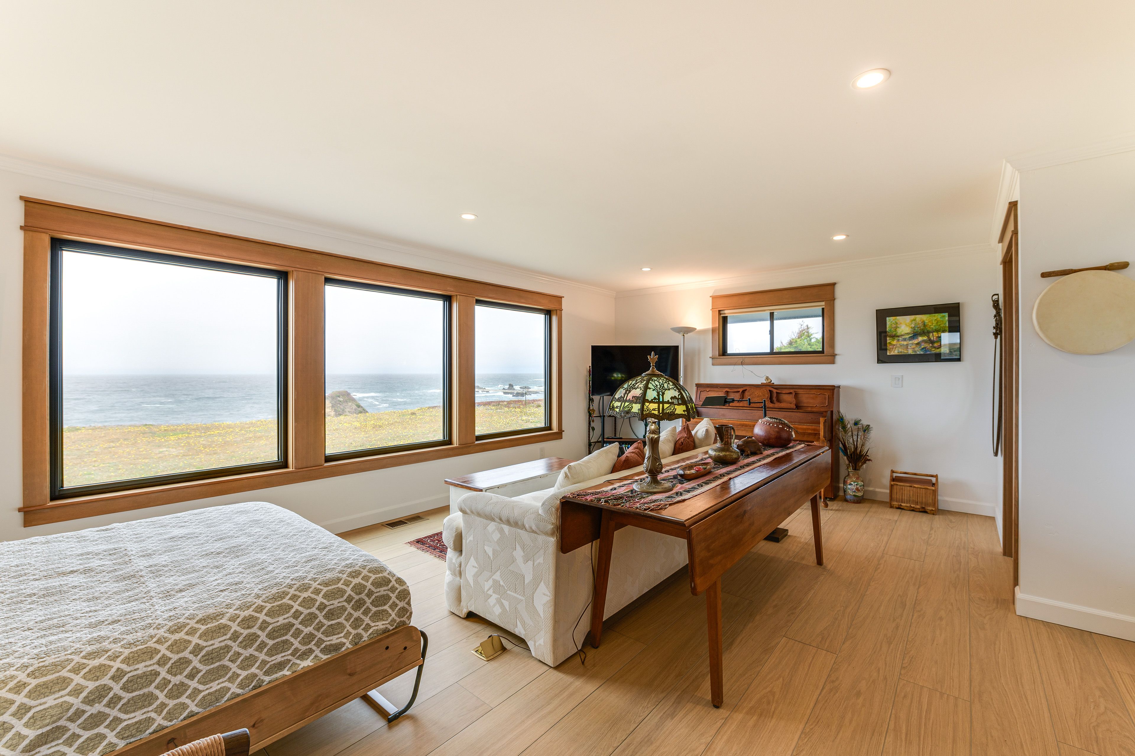 Bedroom | Queen Murphy Bed | Linens Provided | Piano | Large Picture Windows