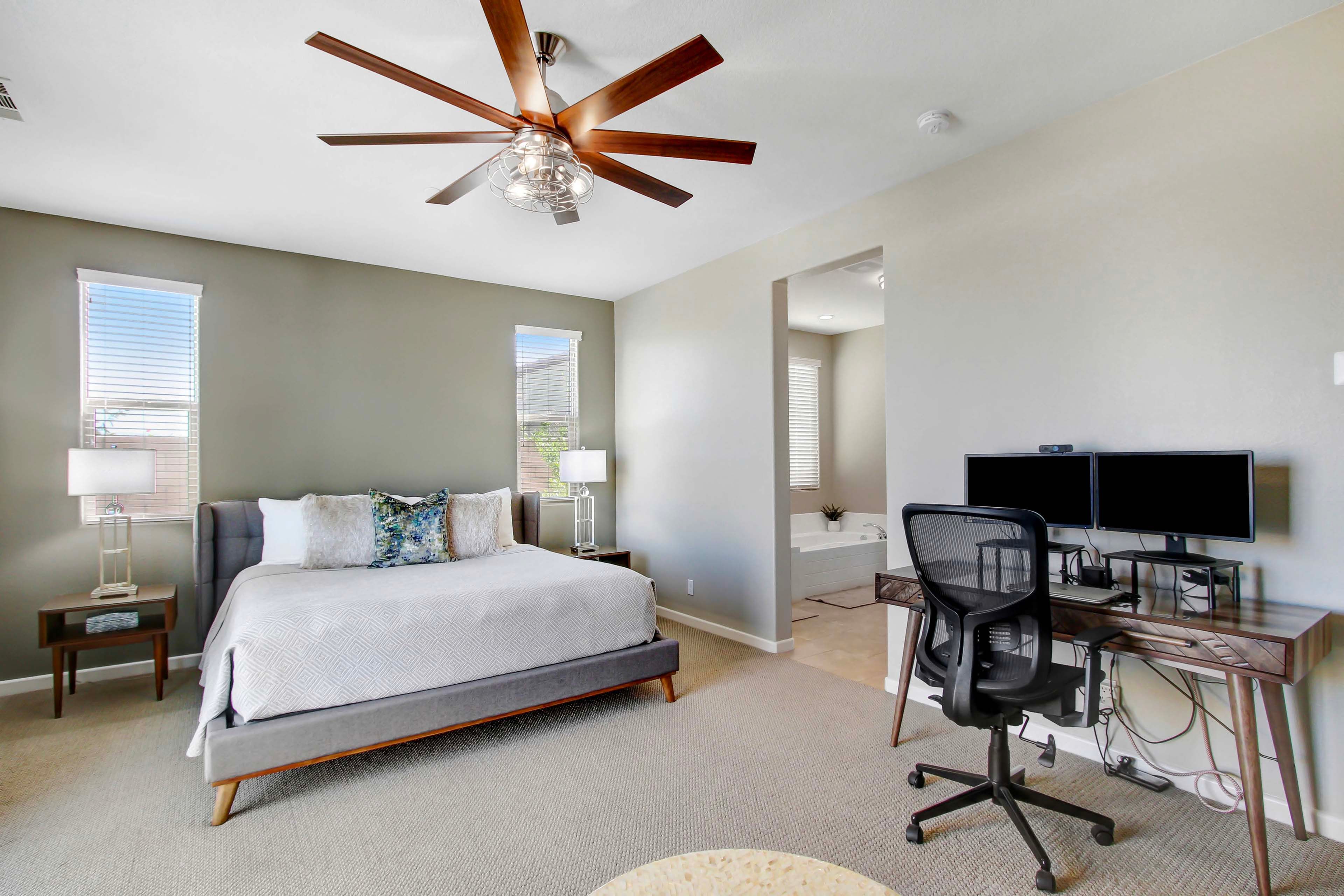 Bedroom 1 | King Bed | Office Desk | Smart TV | Linens Provided