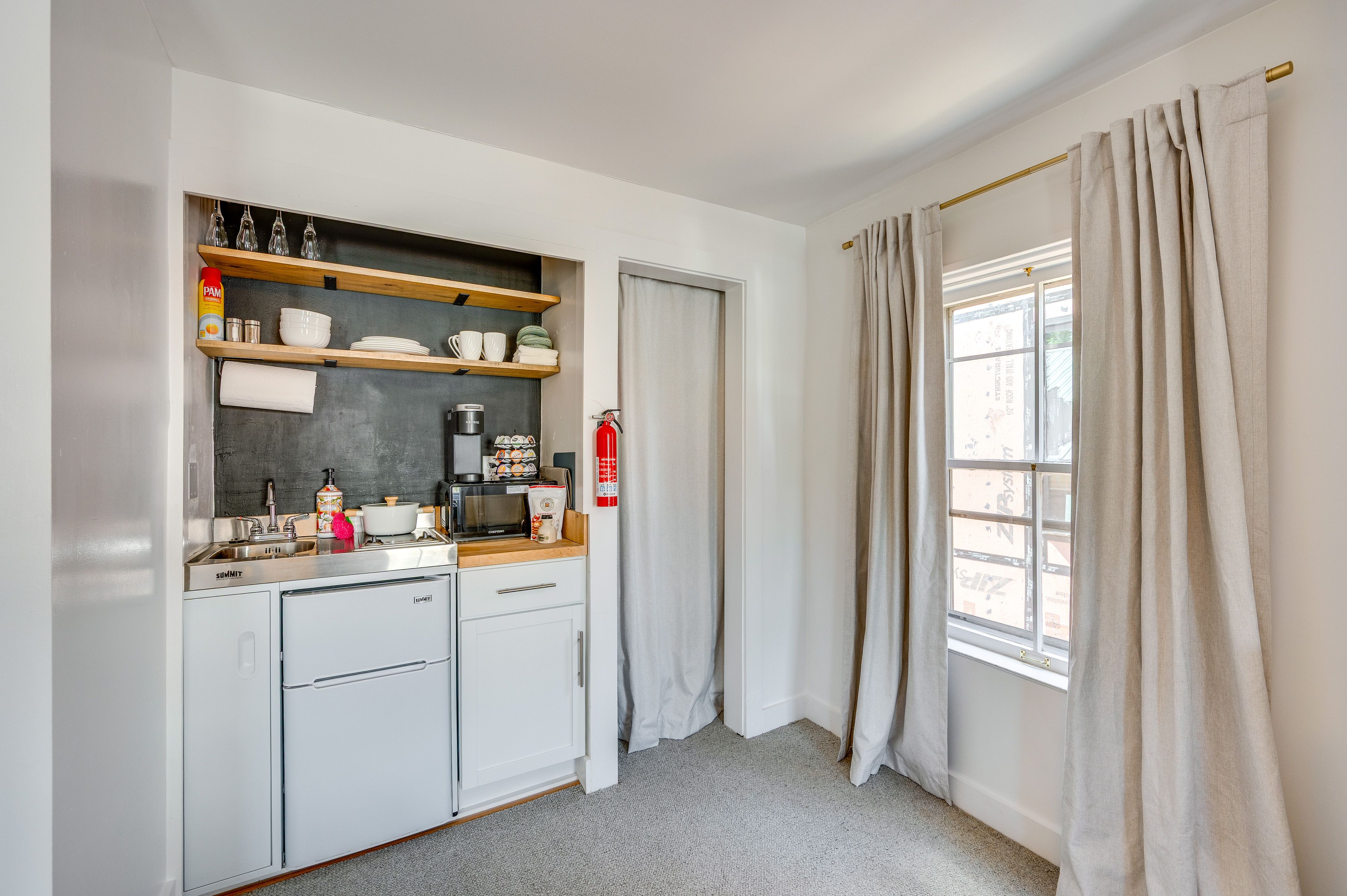 Kitchenette | Keurig Coffee Maker | Cooking Basics | Dishware & Flatware