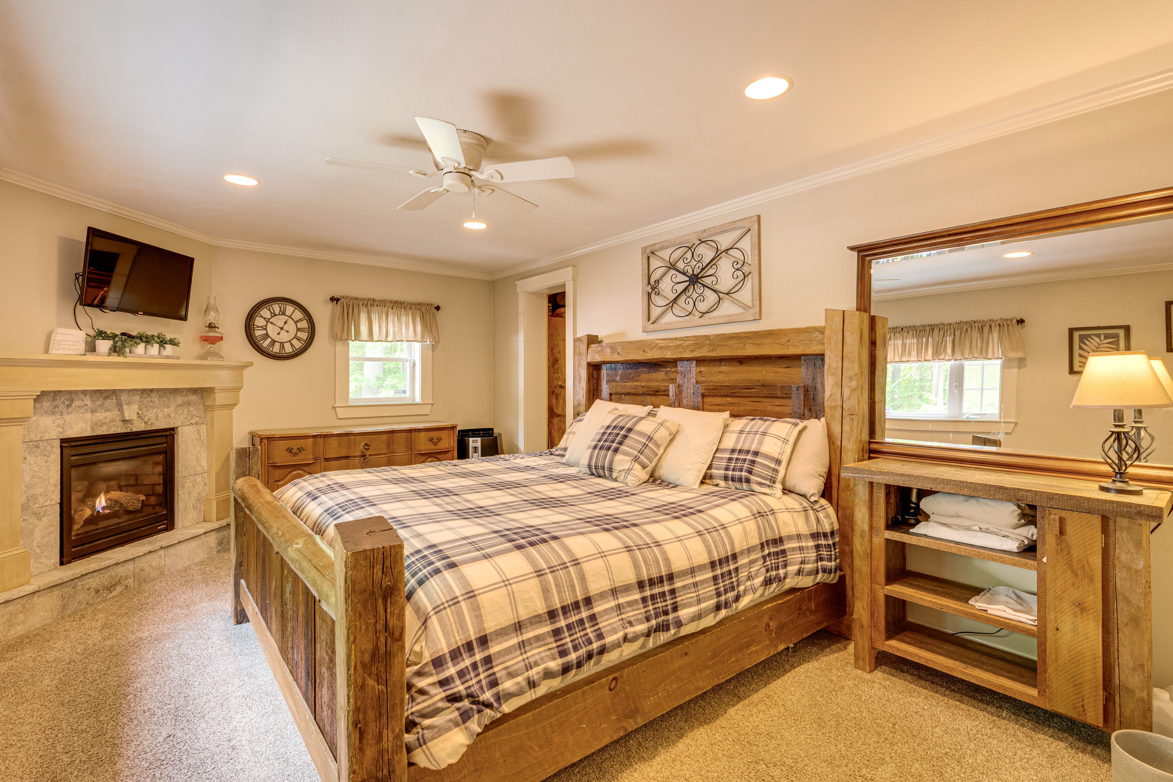 Bedroom Suite 1 | King Bed | Flat-Screen TV | Fireplace