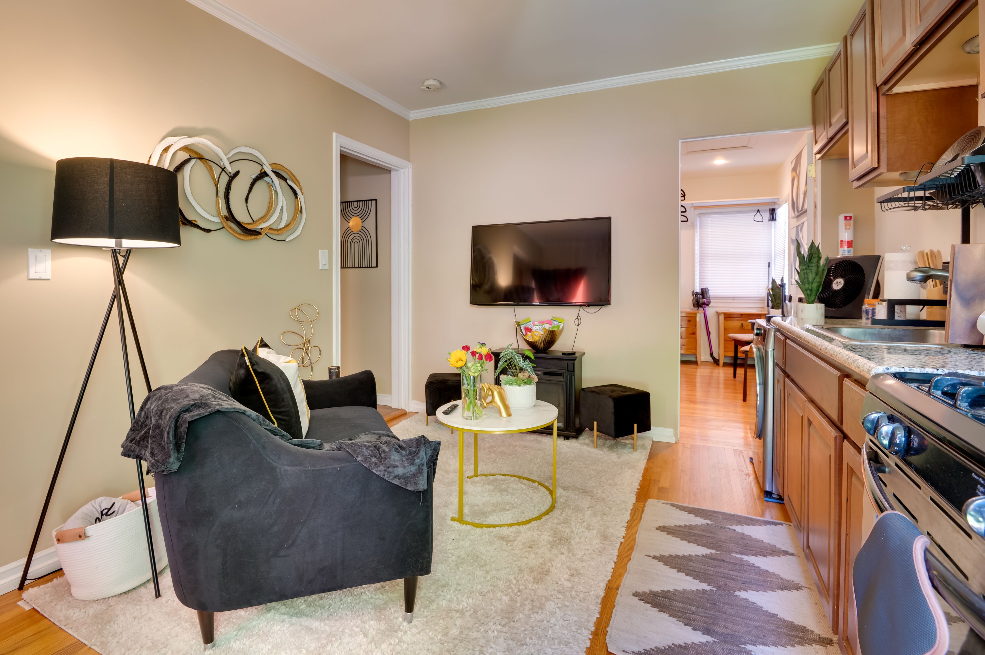 Living Room | Washer/Dryer Combo | Iron & Board