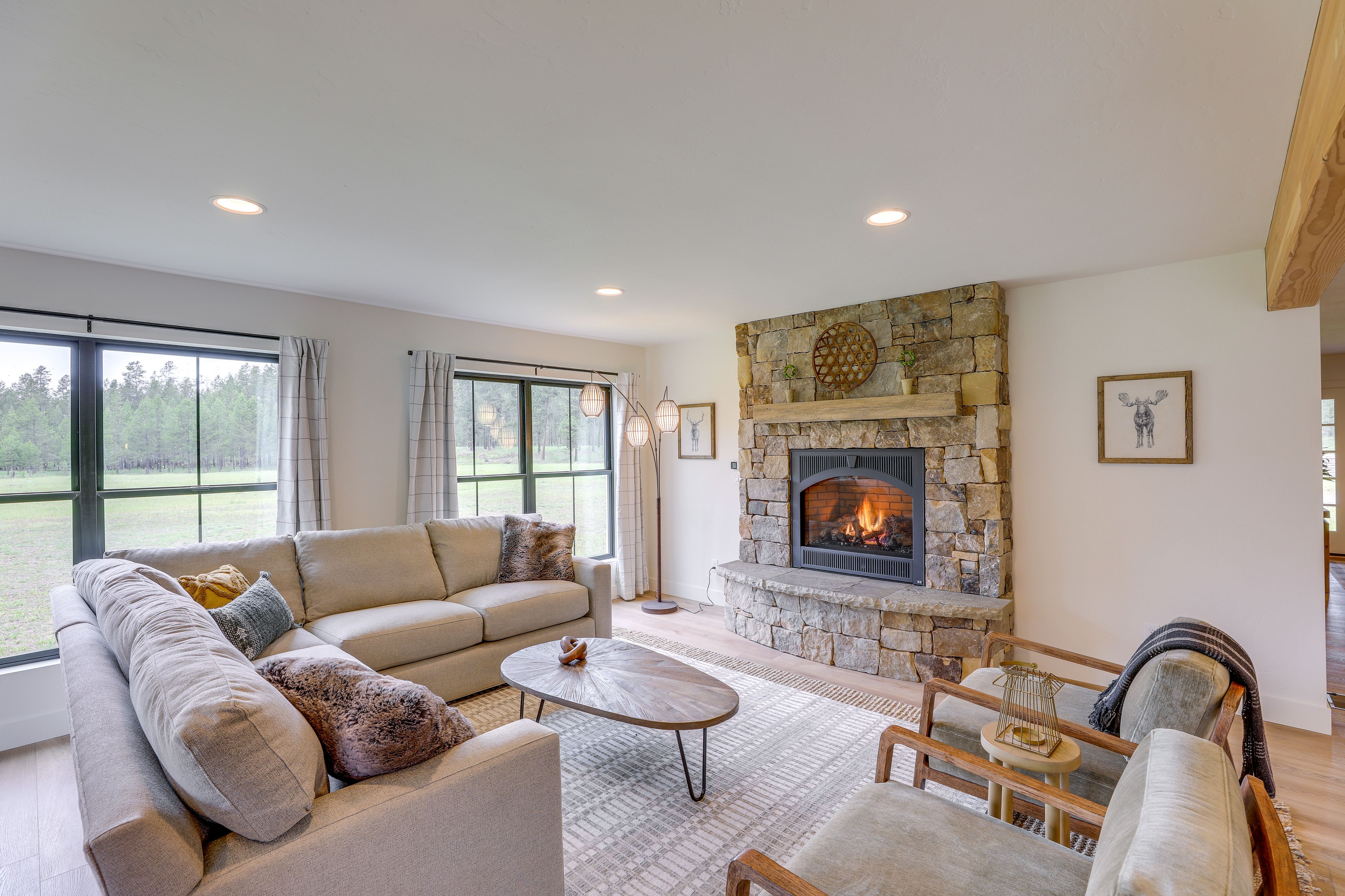 Living Room | 1st Floor | Fireplace | Central Heat & A/C | Free WiFi