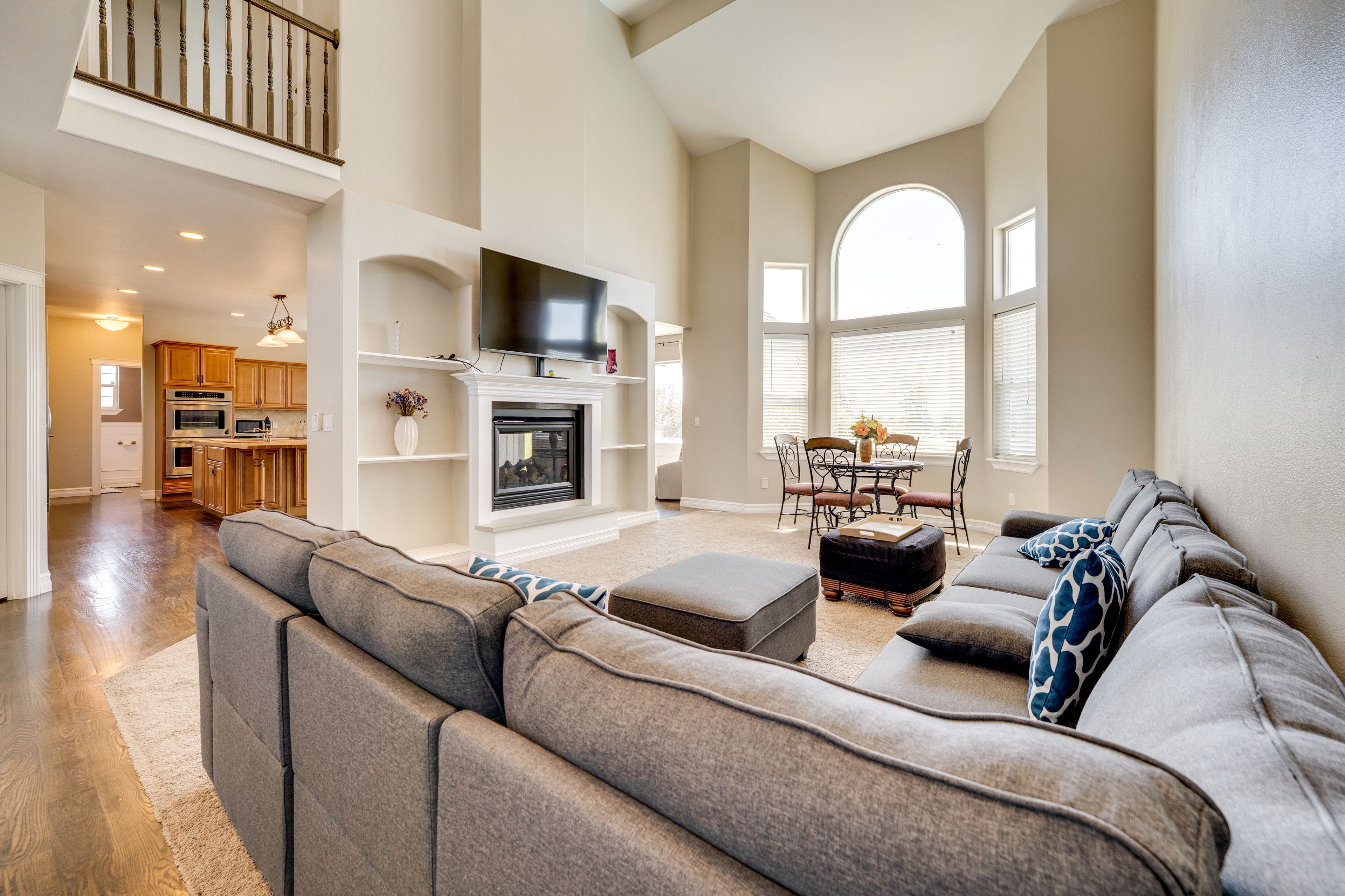Living Room | 2-Story Home | Gas Fireplace | Central A/C & Heating
