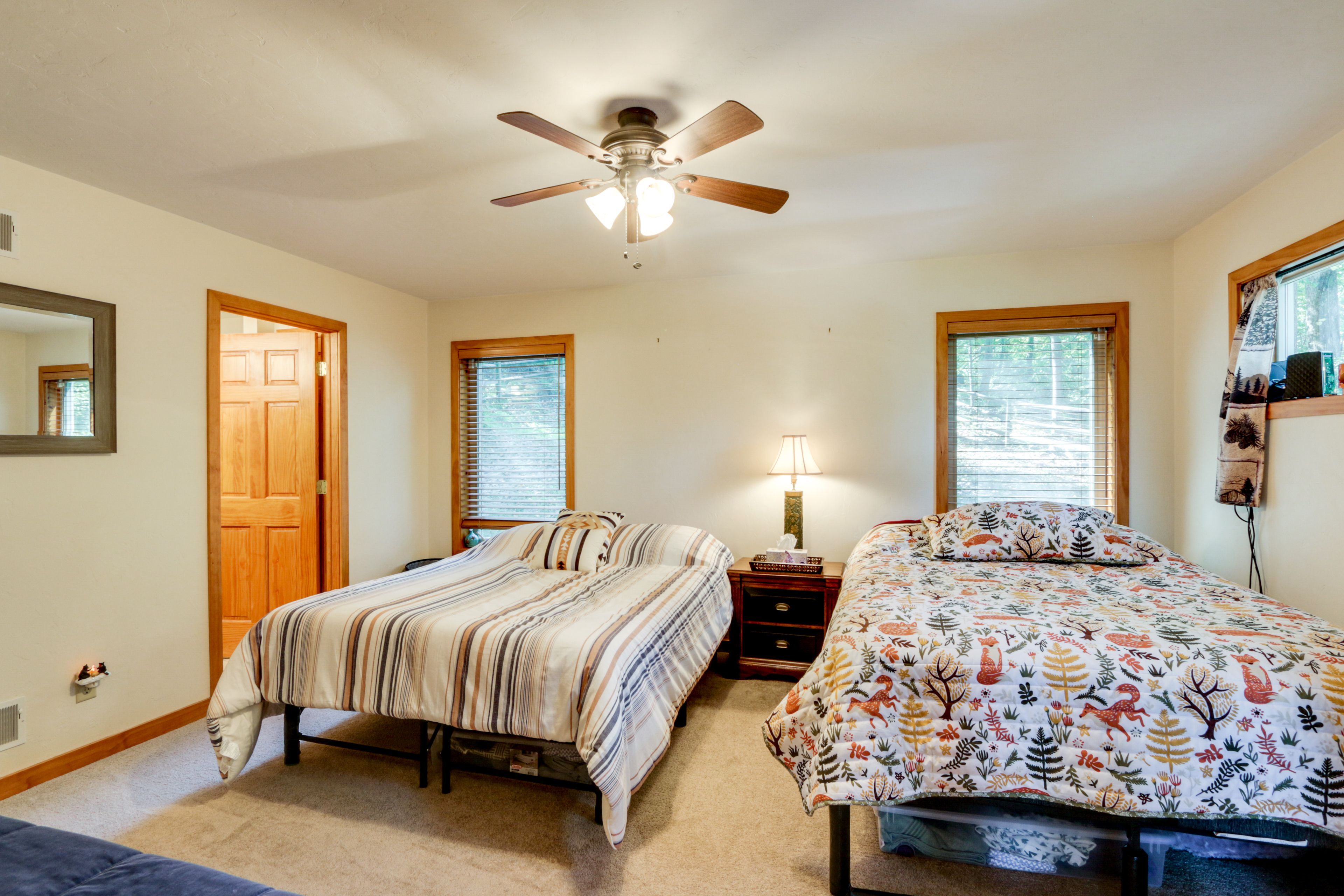 Bedroom 1 | 1st Floor | 2 Queen Beds | Full Futon | En-Suite Bathroom