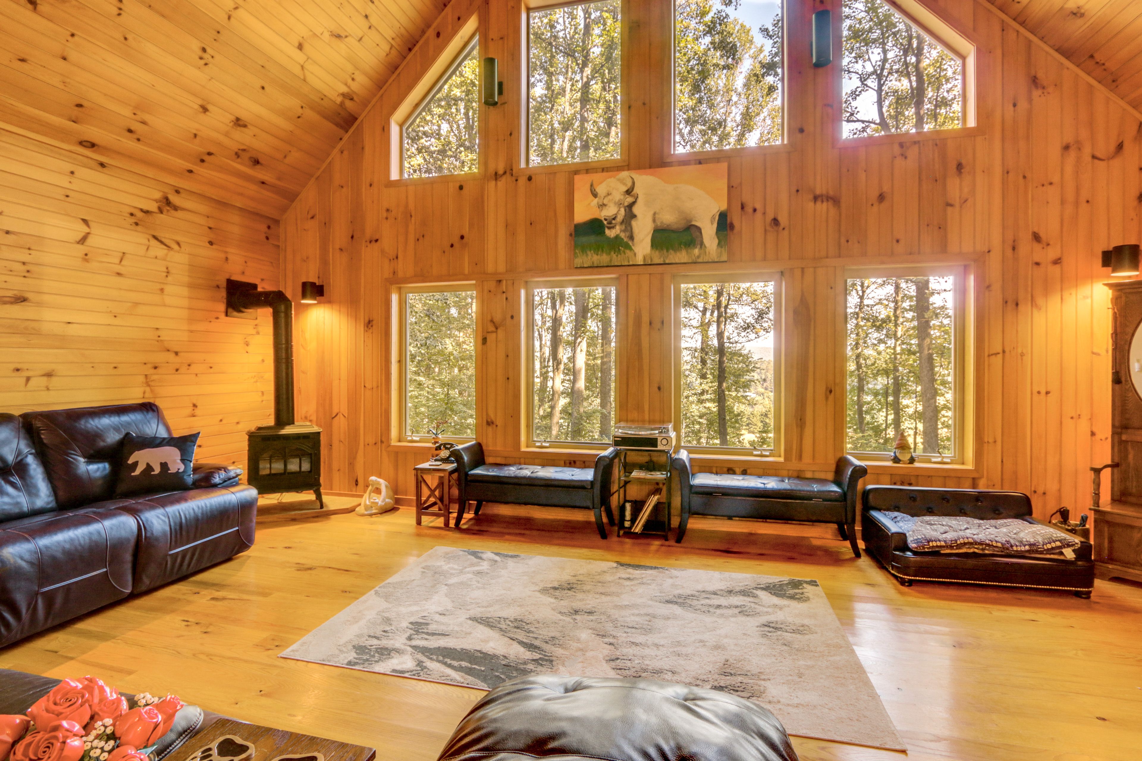 Living Room | 1st Floor | Propane Fireplace | Central Heating & A/C | Free WiFi