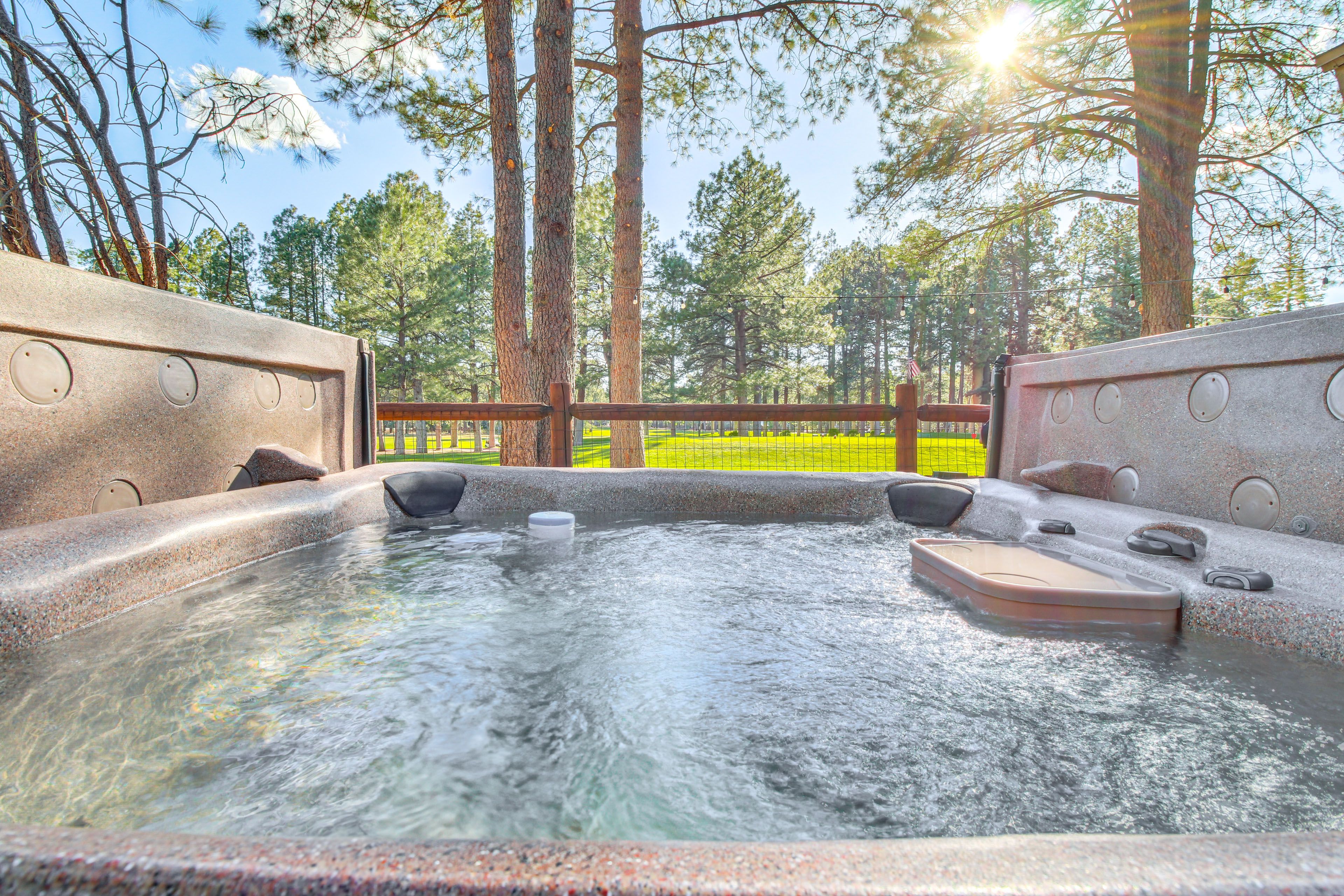 Outdoor Space | Private Hot Tub | Single-Story Cabin
