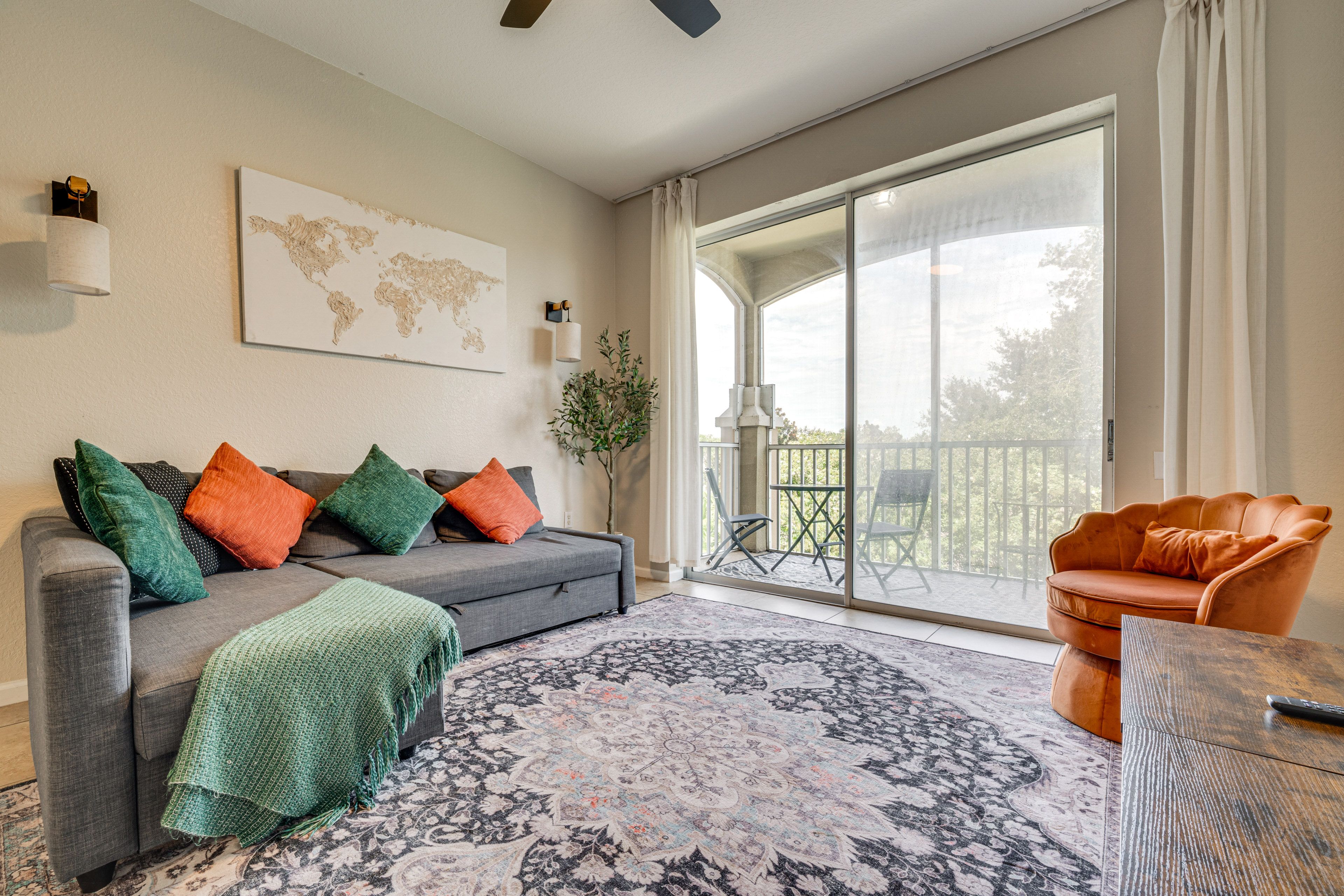 Living Room | 3rd-Floor Condo | Central A/C & Heating