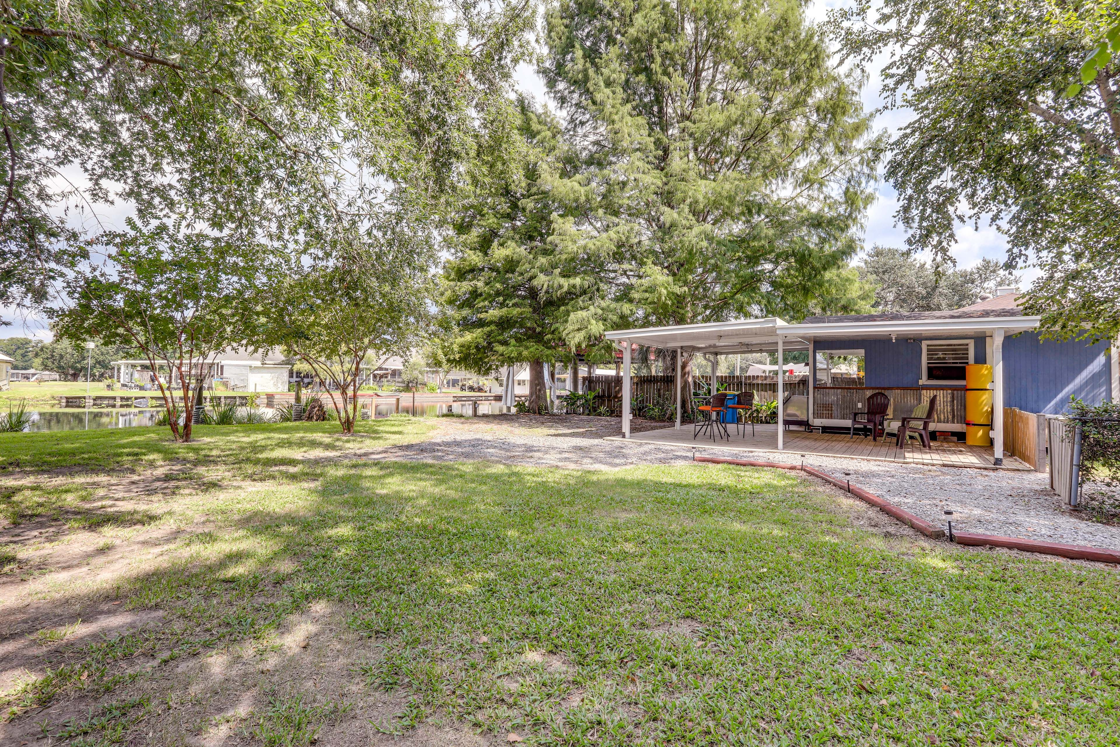 Backyard | Furnished Patio | Private Dock