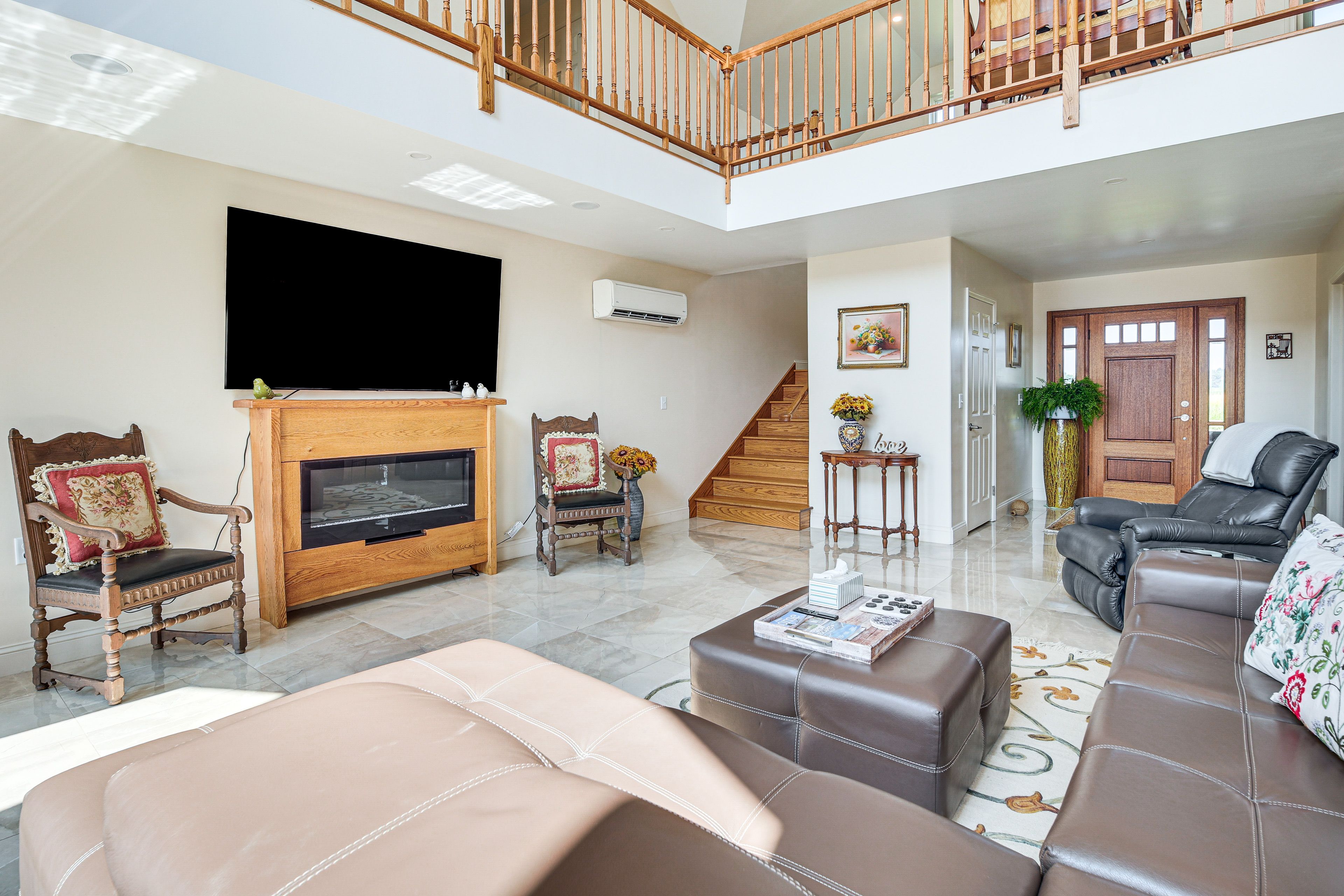 Living Room | Smart TV | Electric Fireplace | Central Heat & A/C | 1st Floor