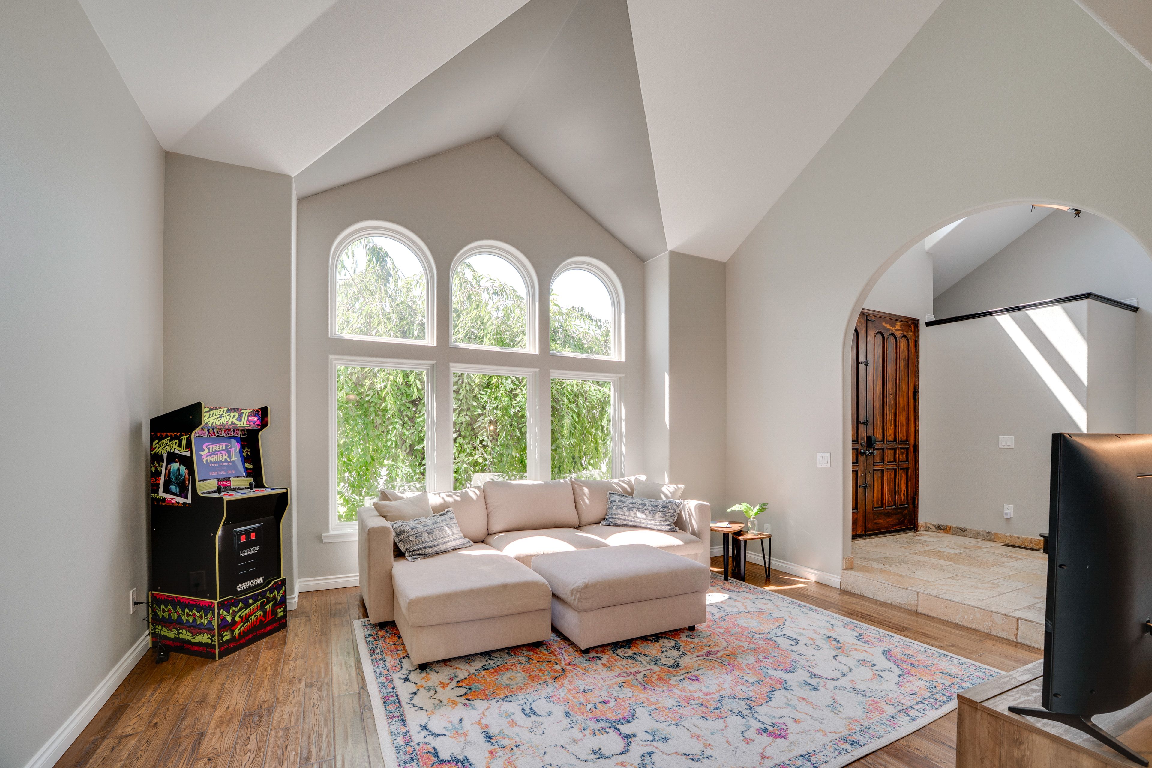 Living Room | 1st Floor | Queen Sleeper Sofa | Arcade | Smart TV | 1 Step Down