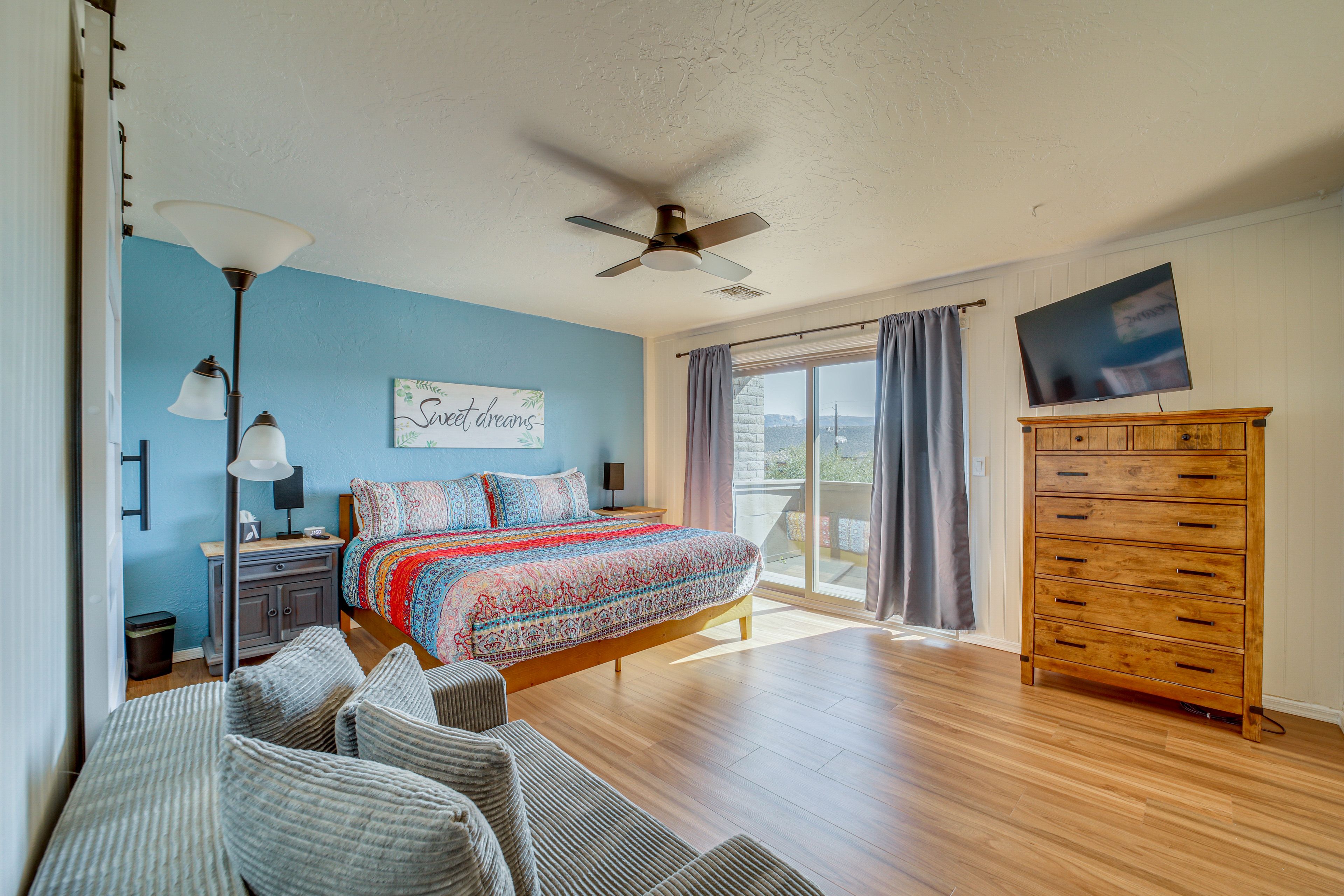 Bedroom 1 | King Bed | Twin Sleeper Sofa | Twin Floor Mattress (Closet)