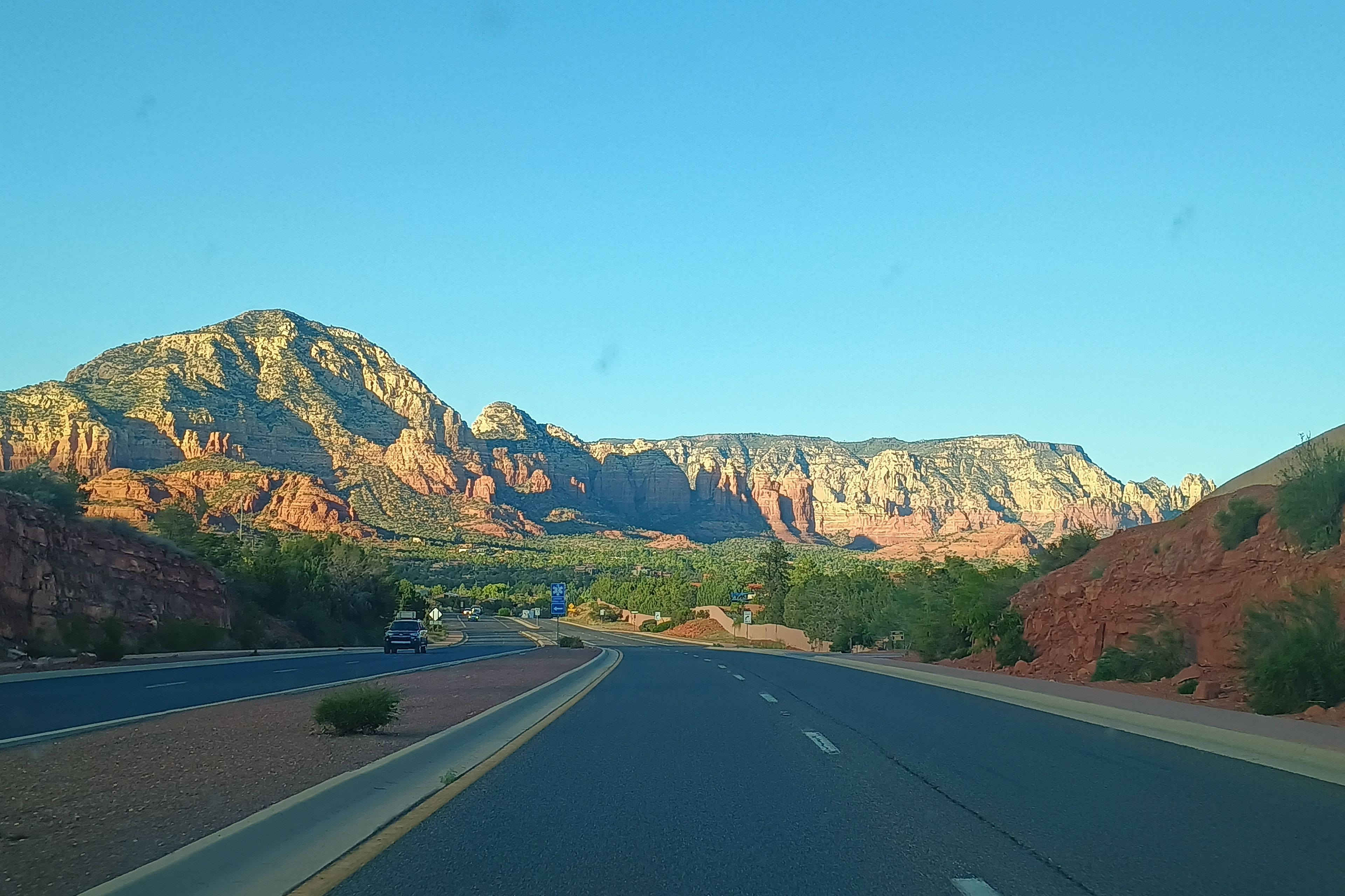 Approach the property surrounded by majestic red rocks