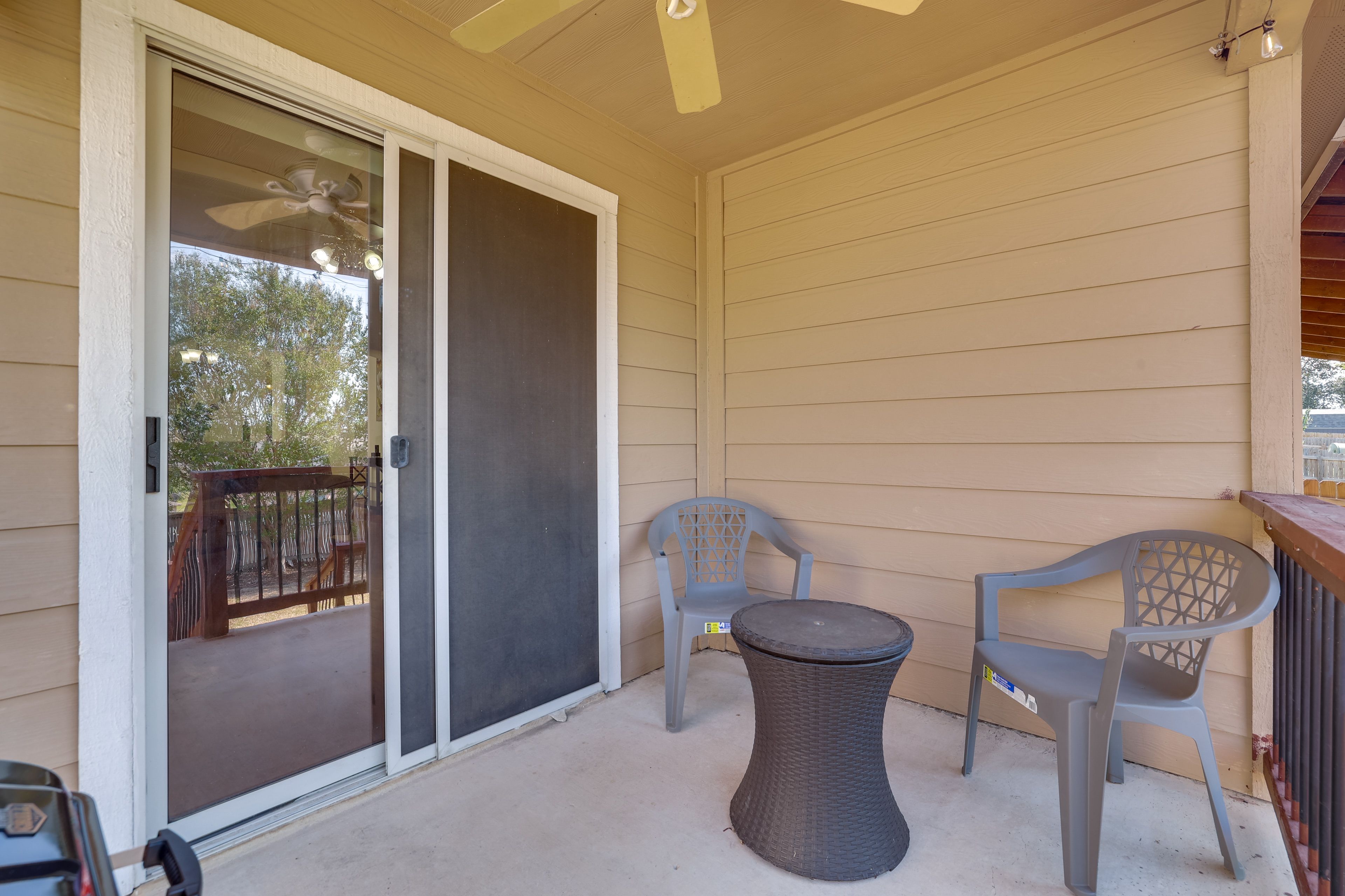House Exterior | Covered Patio w/ Seating | Charcoal Grill