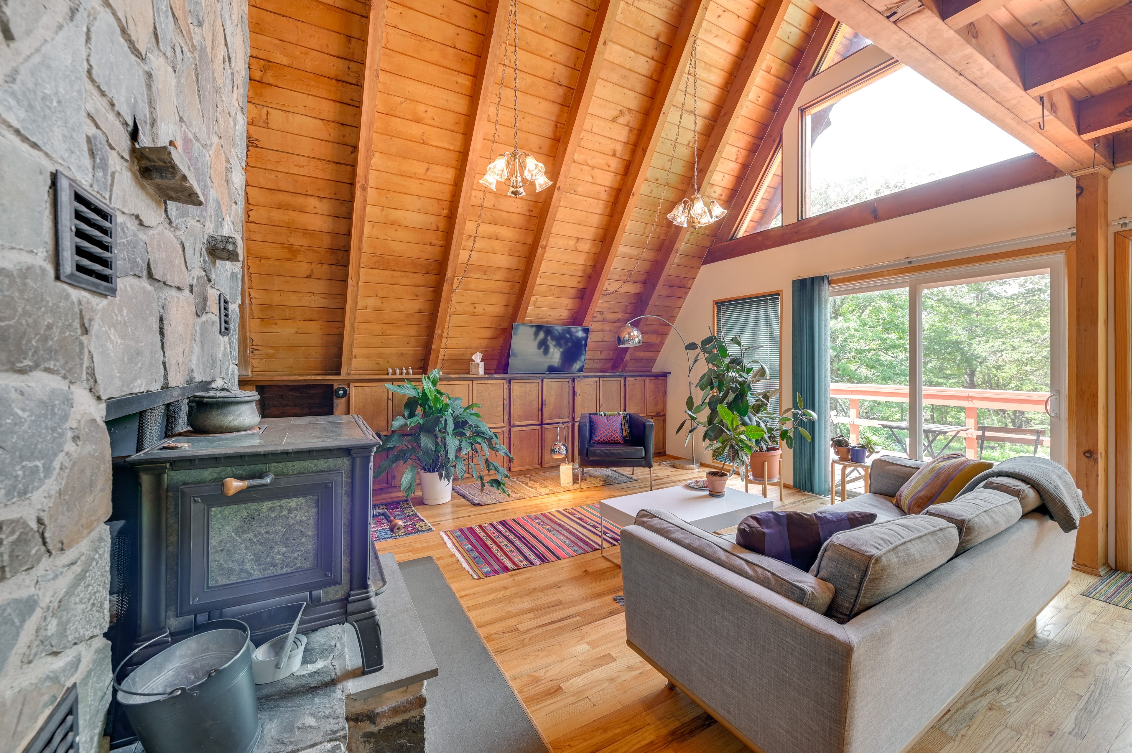Living Room | Main Level | Wood-Burning Stove | Smart TV