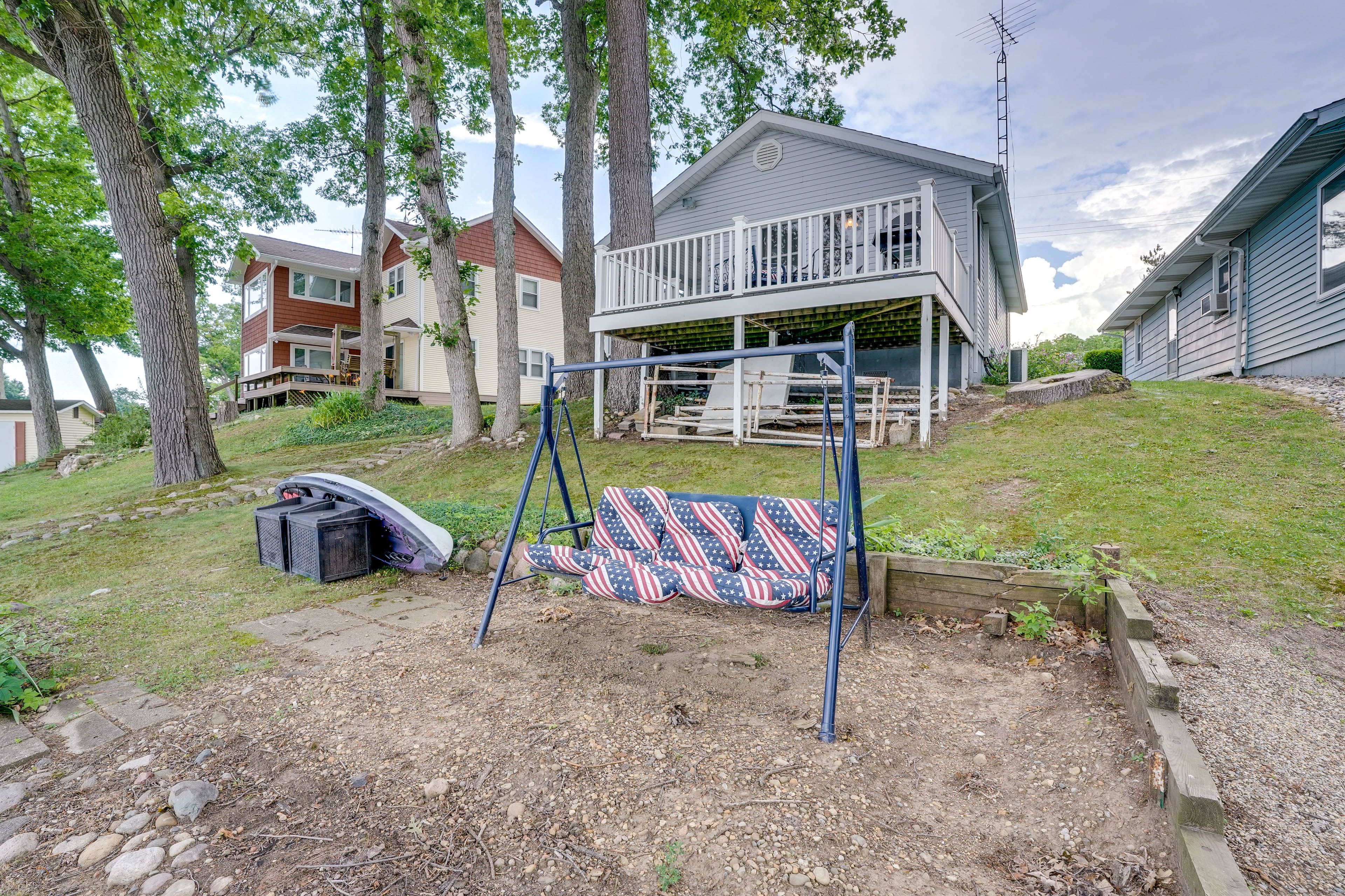 Back Exterior | Kayak | Bench Swing w/ Water View