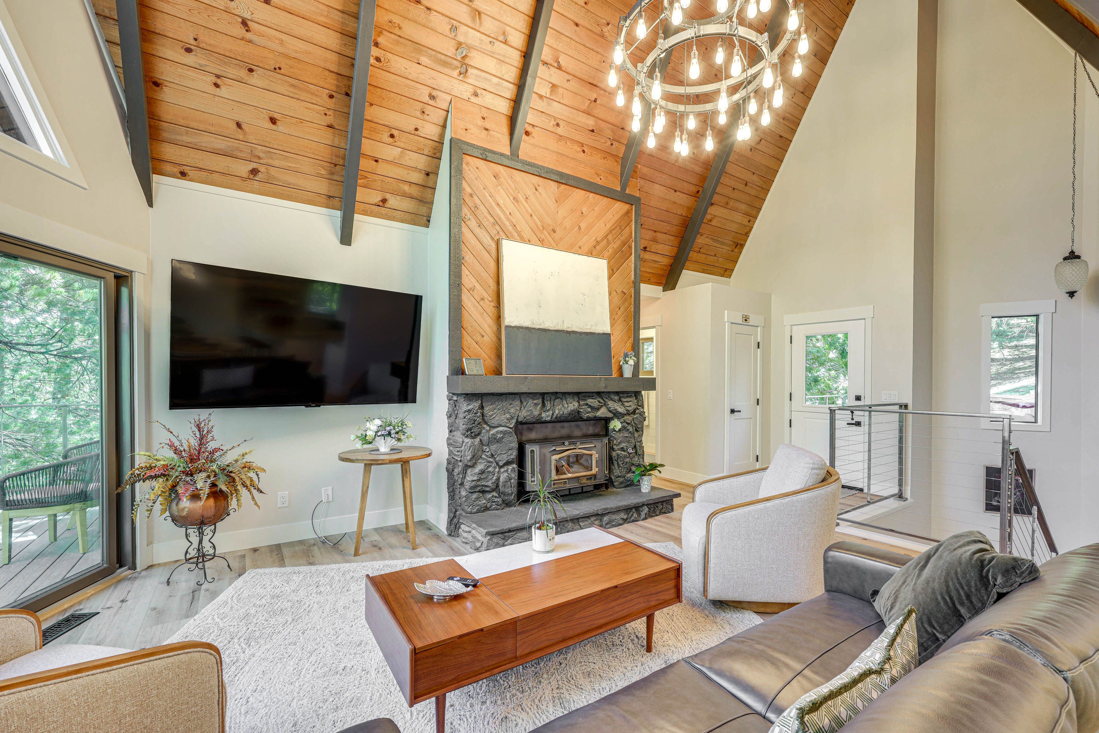 Living Room | Main Floor | Roku Smart TV | Wood-Burning Stove