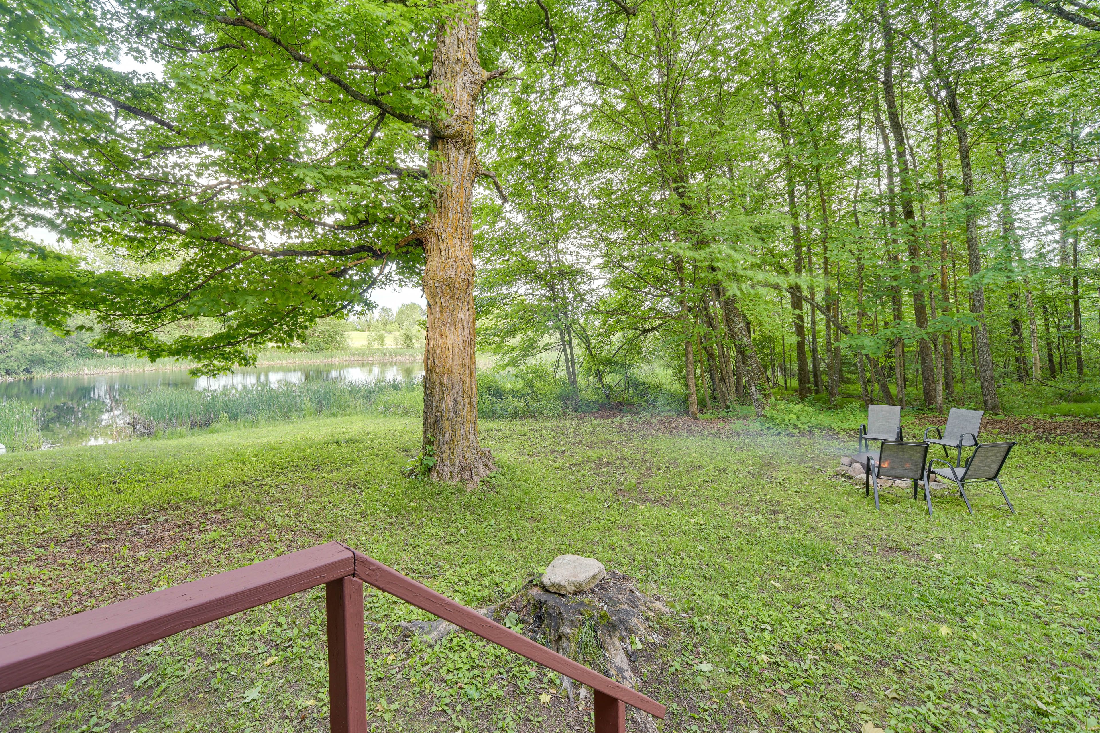 Backyard | Fire Pit Area | Private Pond