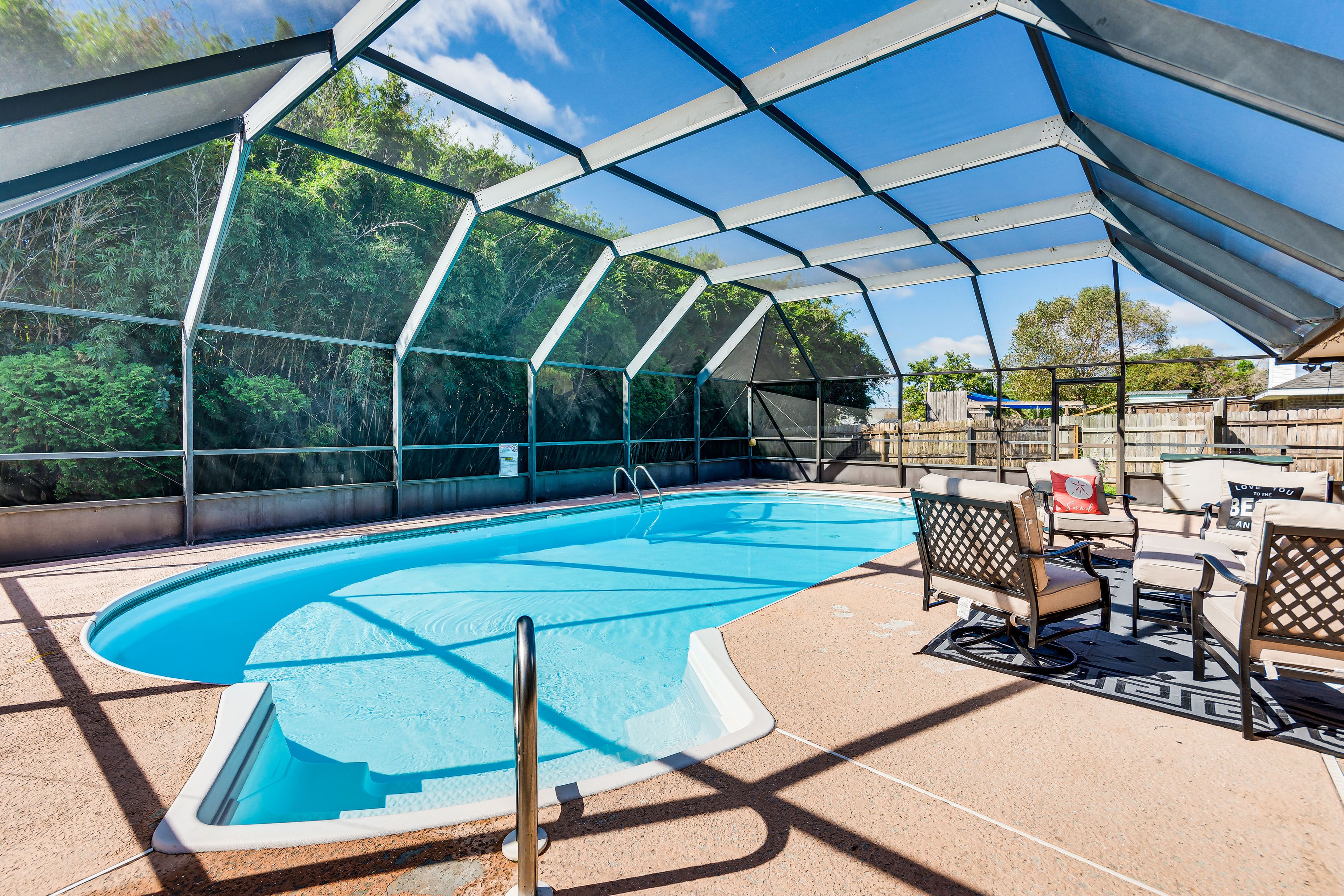 Screened-In Lanai | Private Pool (Heated w/ Fee) | Seating