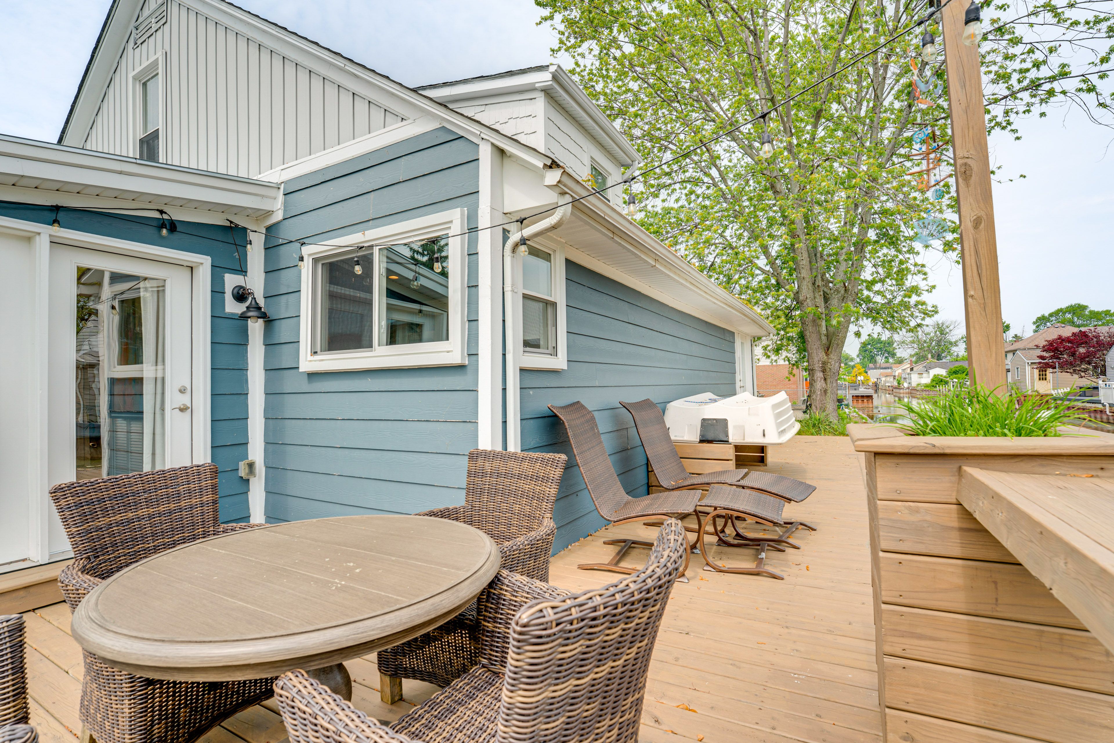 Private Deck | Outdoor Dining Area | Lounge Chairs | Lake View