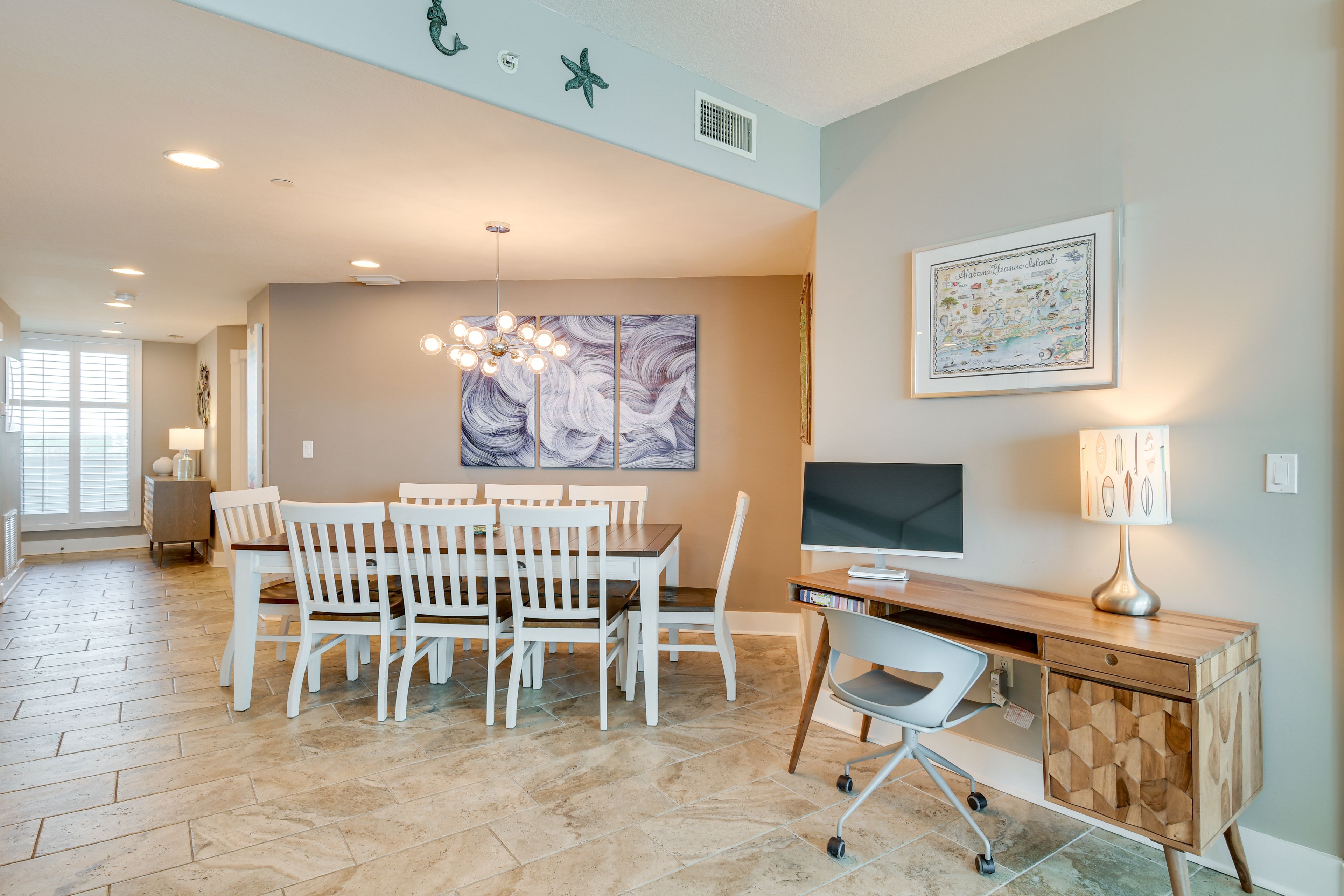Dining & Workspace Area | Desk w/ Monitor | Free WiFi