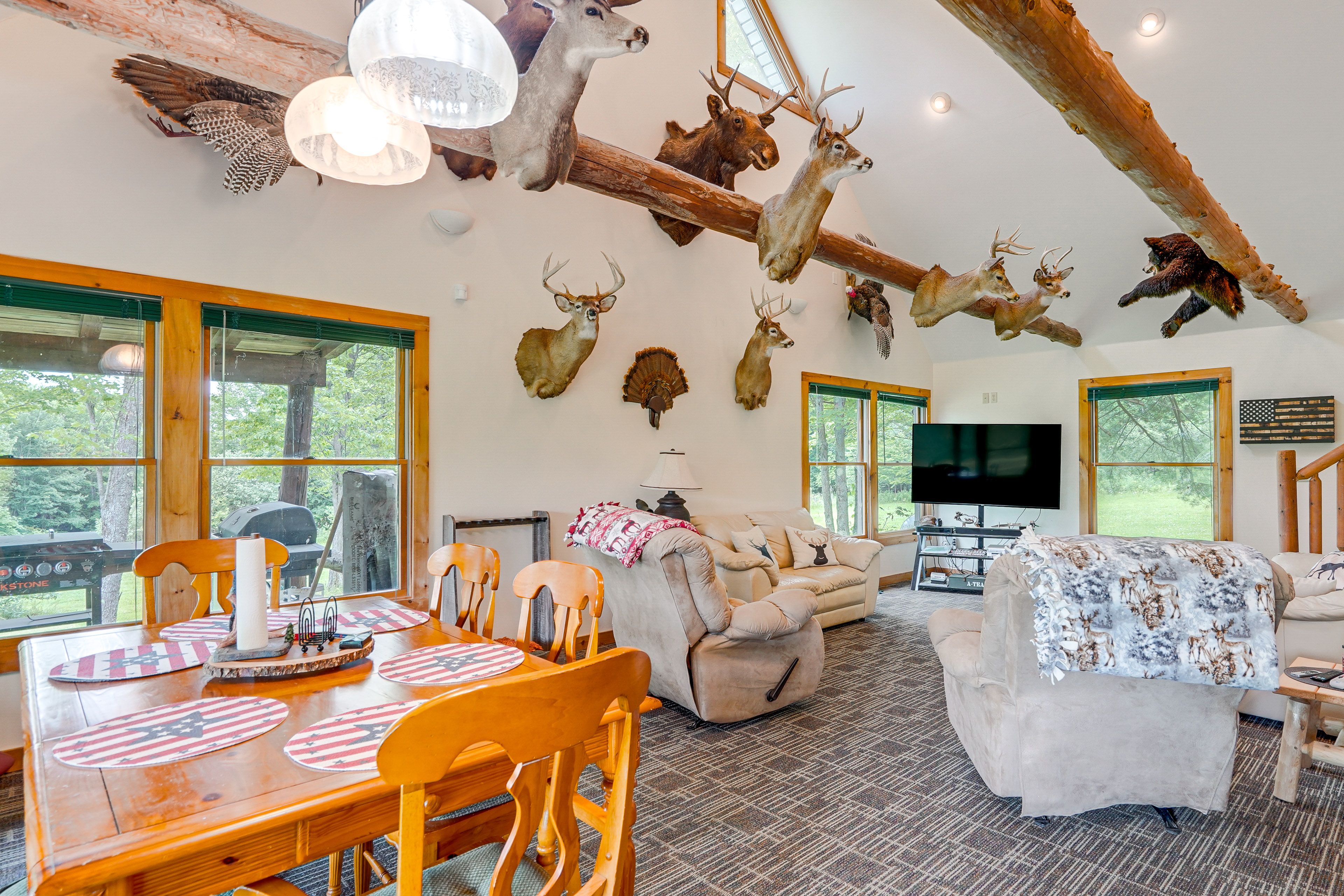 Property Interior | 2-Story Cabin | Central Heating | Free WiFi