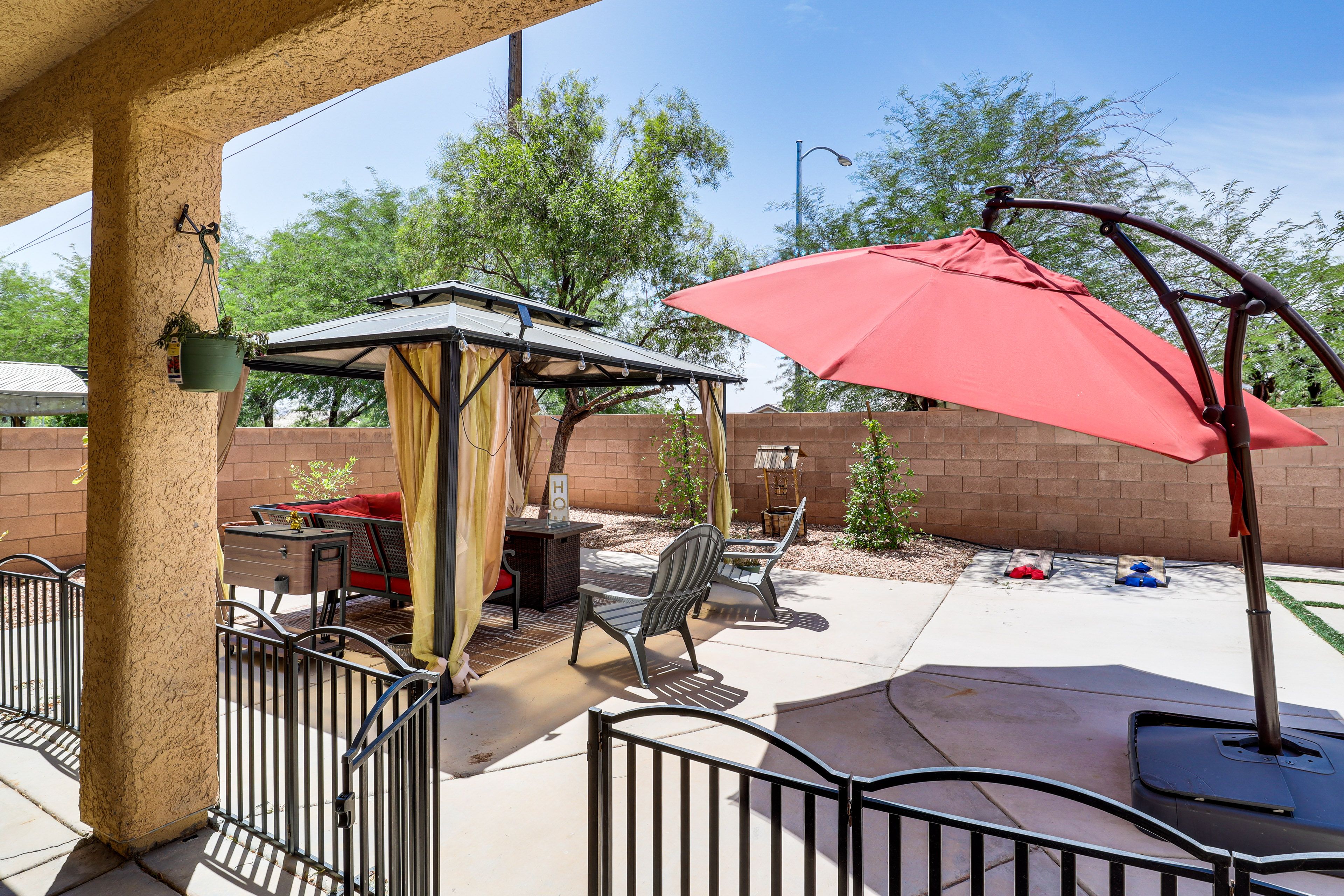 Patio | Gazebo | Gas Fire Pit | Lounge Seating | Cornhole
