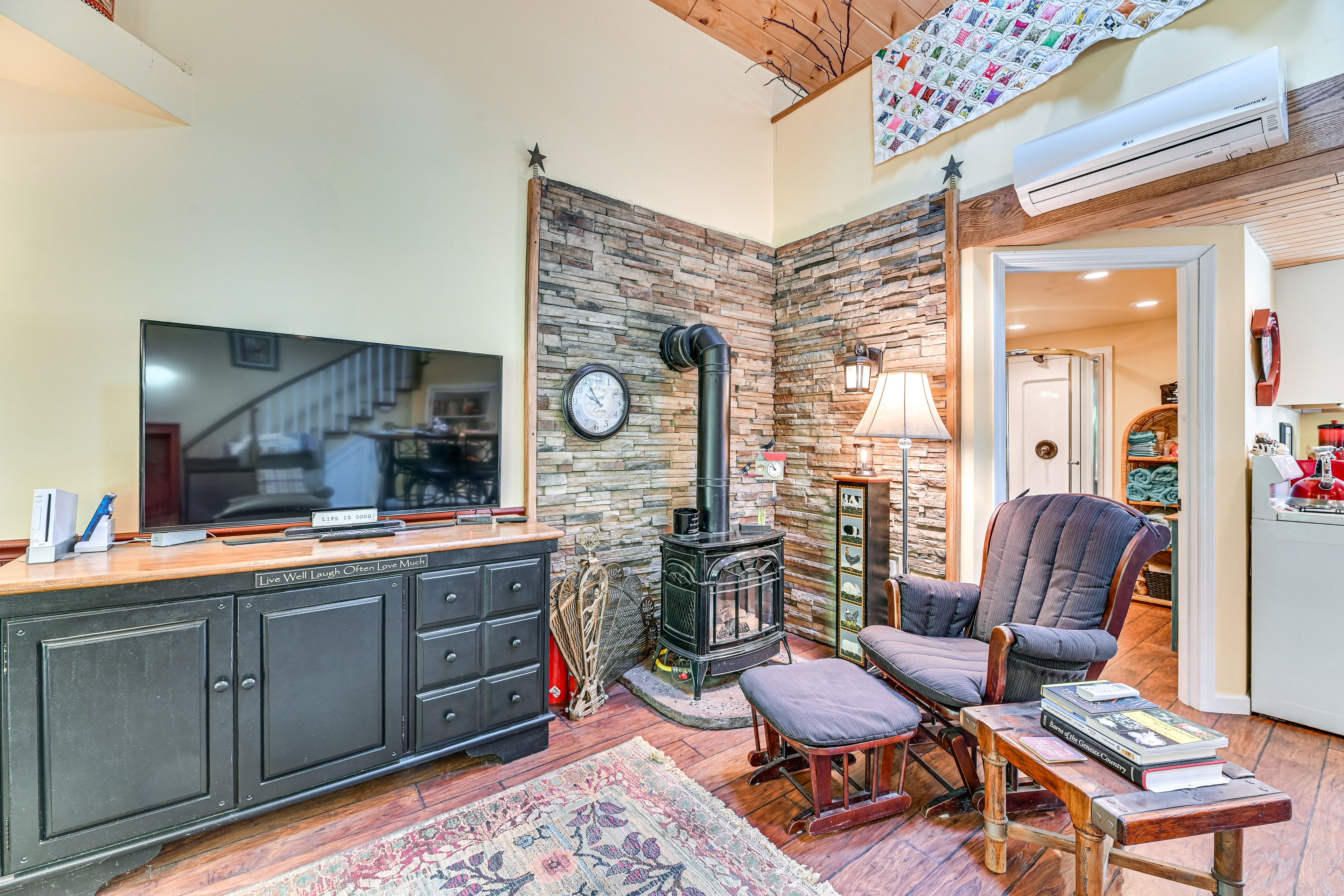Living Room | 1st Floor | Propane Fireplace | Central A/C & Heating