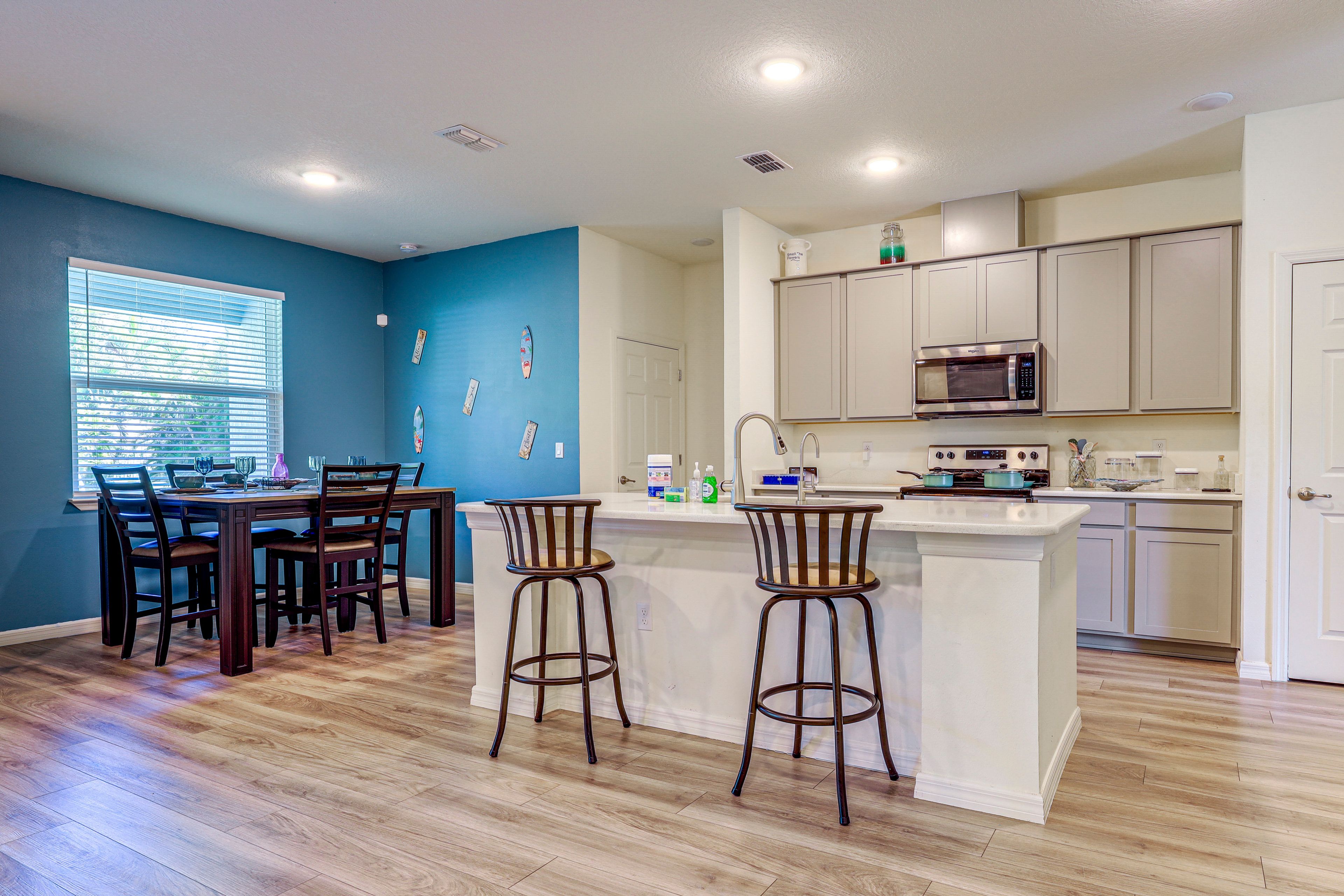 Kitchen & Dining Area | Open Interior | Central Heating & A/C