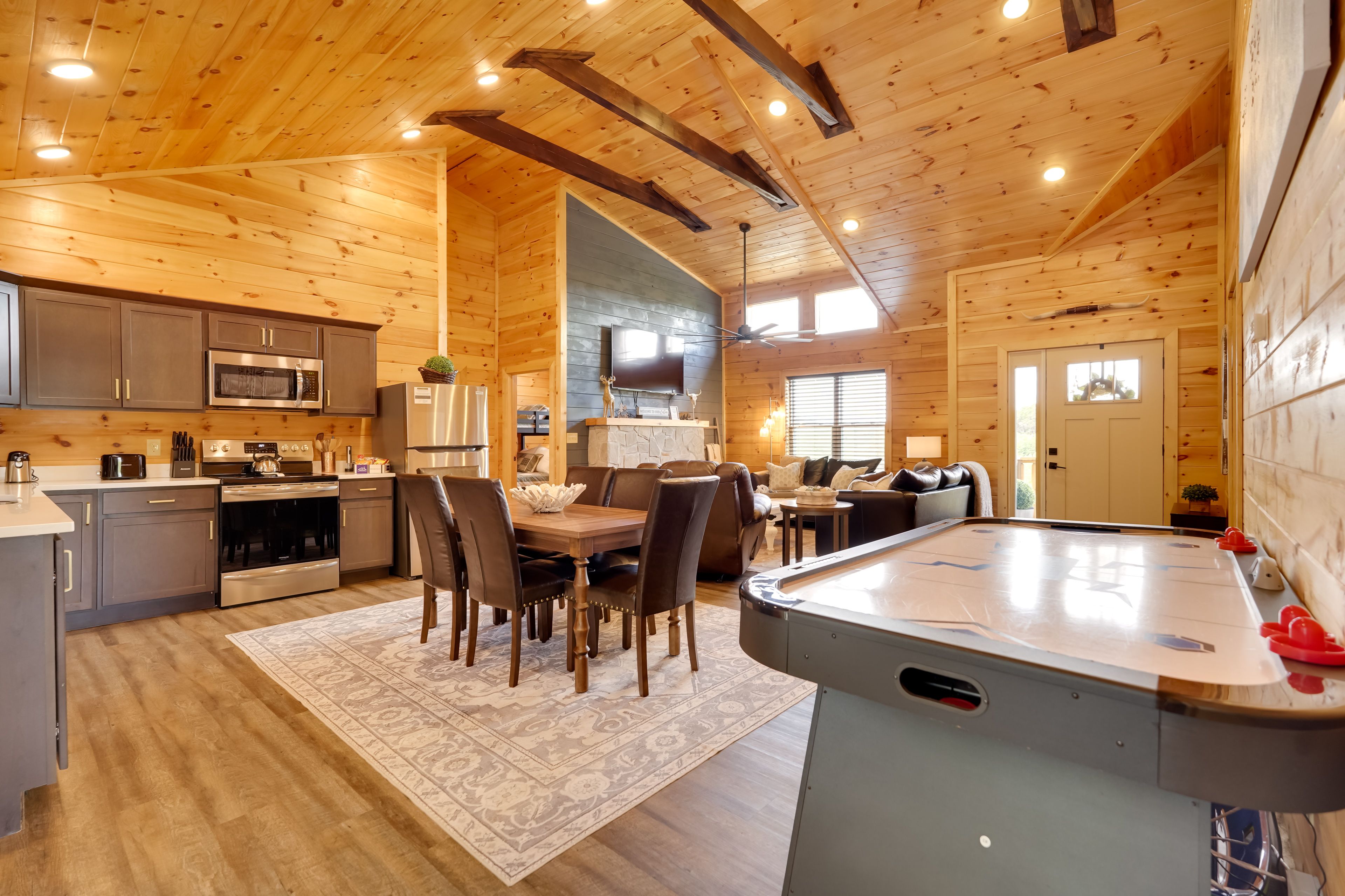 Property Interior | Single-Story Cabin | Game Table | Air Hockey Table