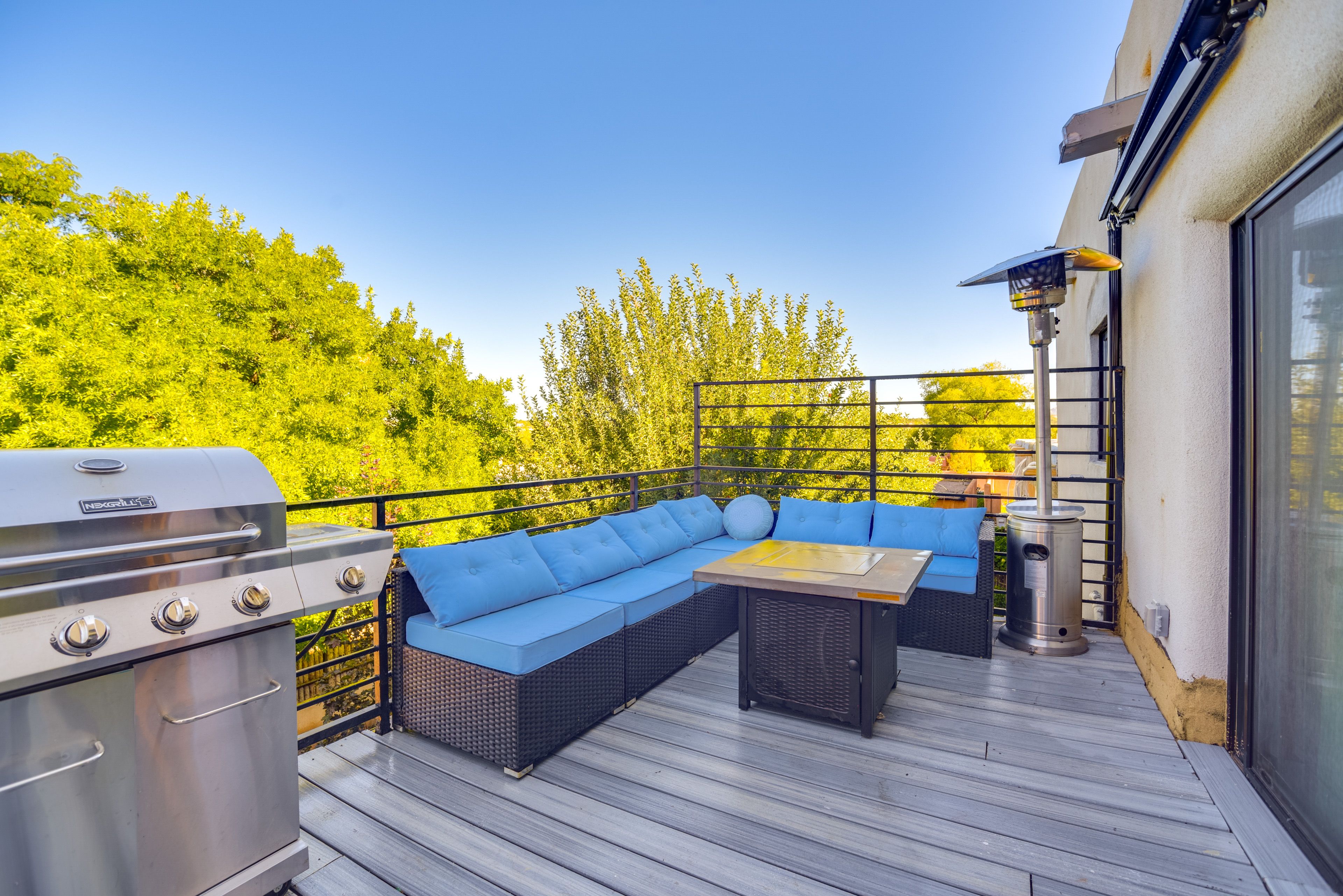 Condo Exterior | Furnished Deck | Gas Grill | Heater