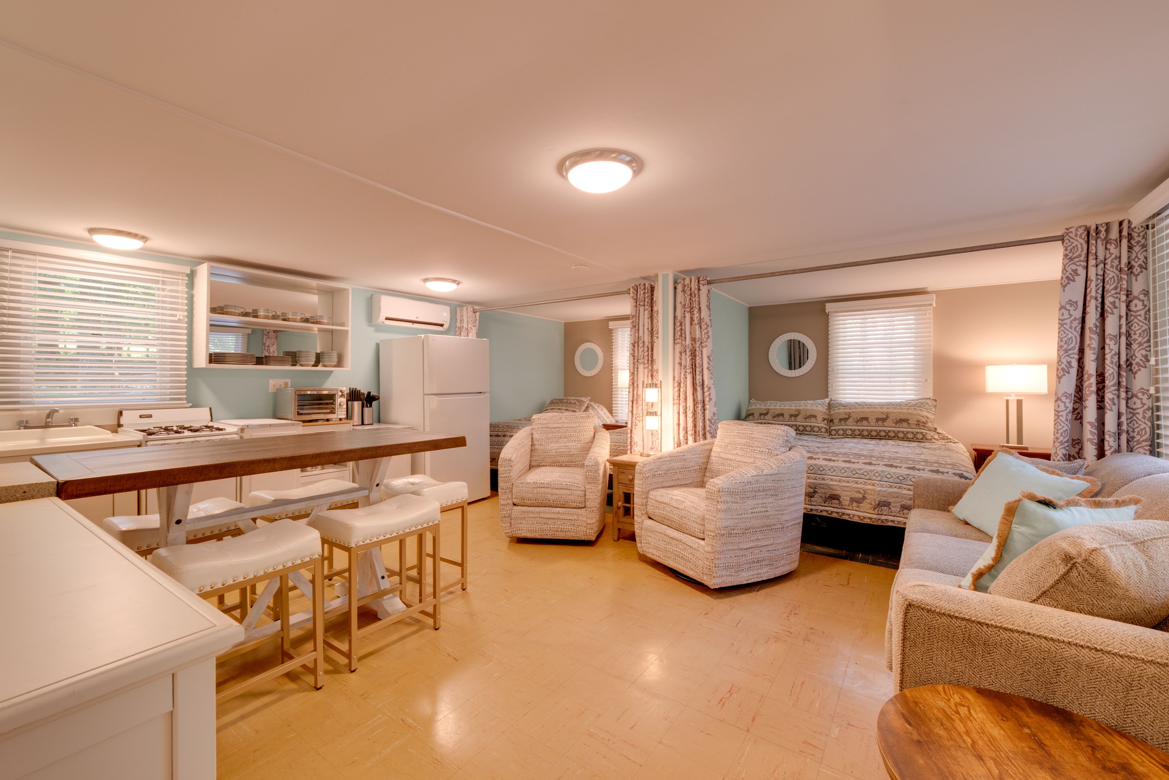 Studio | Sleeping Area | Split King Bed | Linens Provided