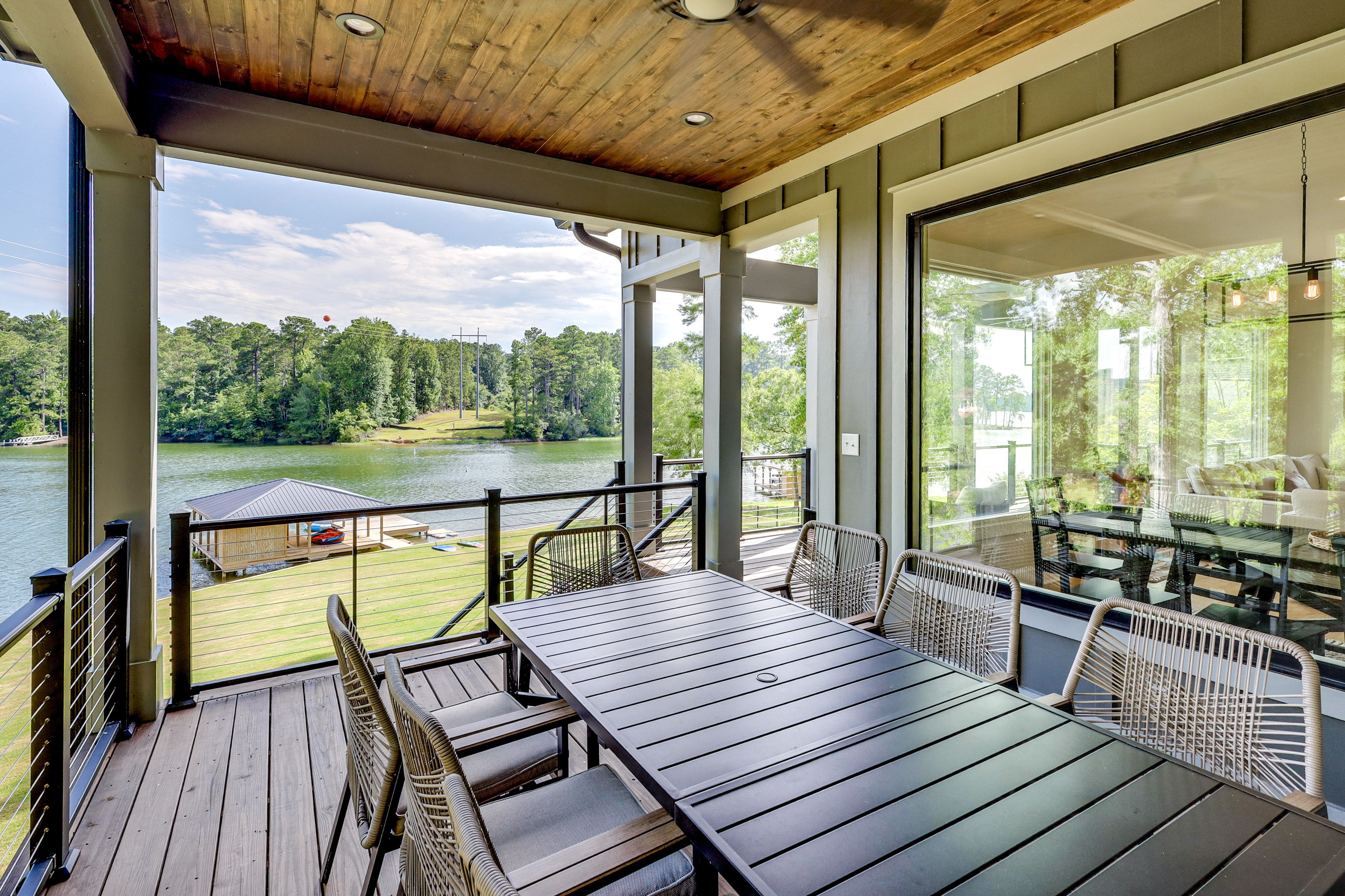 Covered Deck w/ Water Views | Dining Area