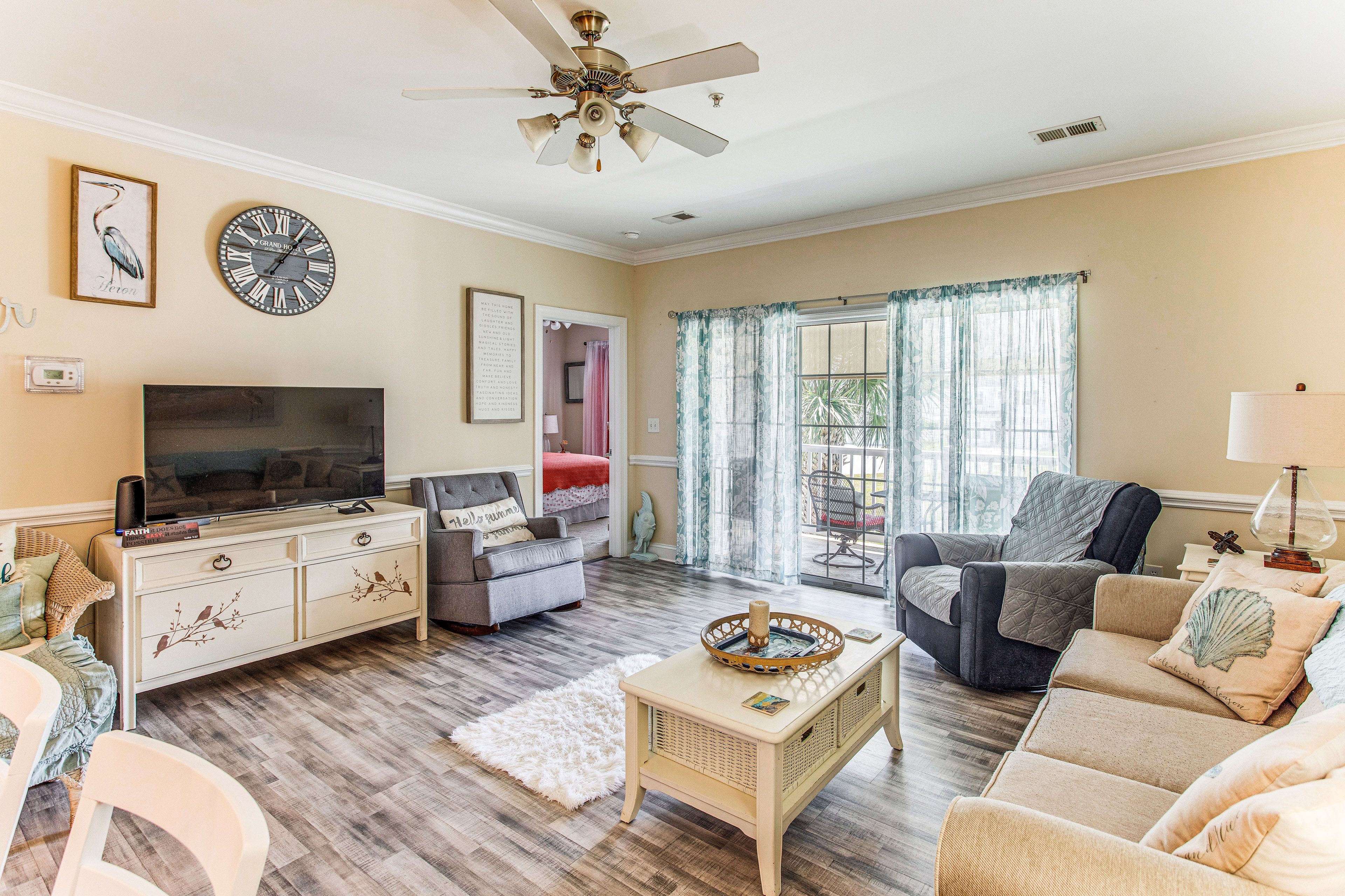 Little River Vacation Rental | 2BR | 2BA | 1,000 Sq Ft | Stairs to Access