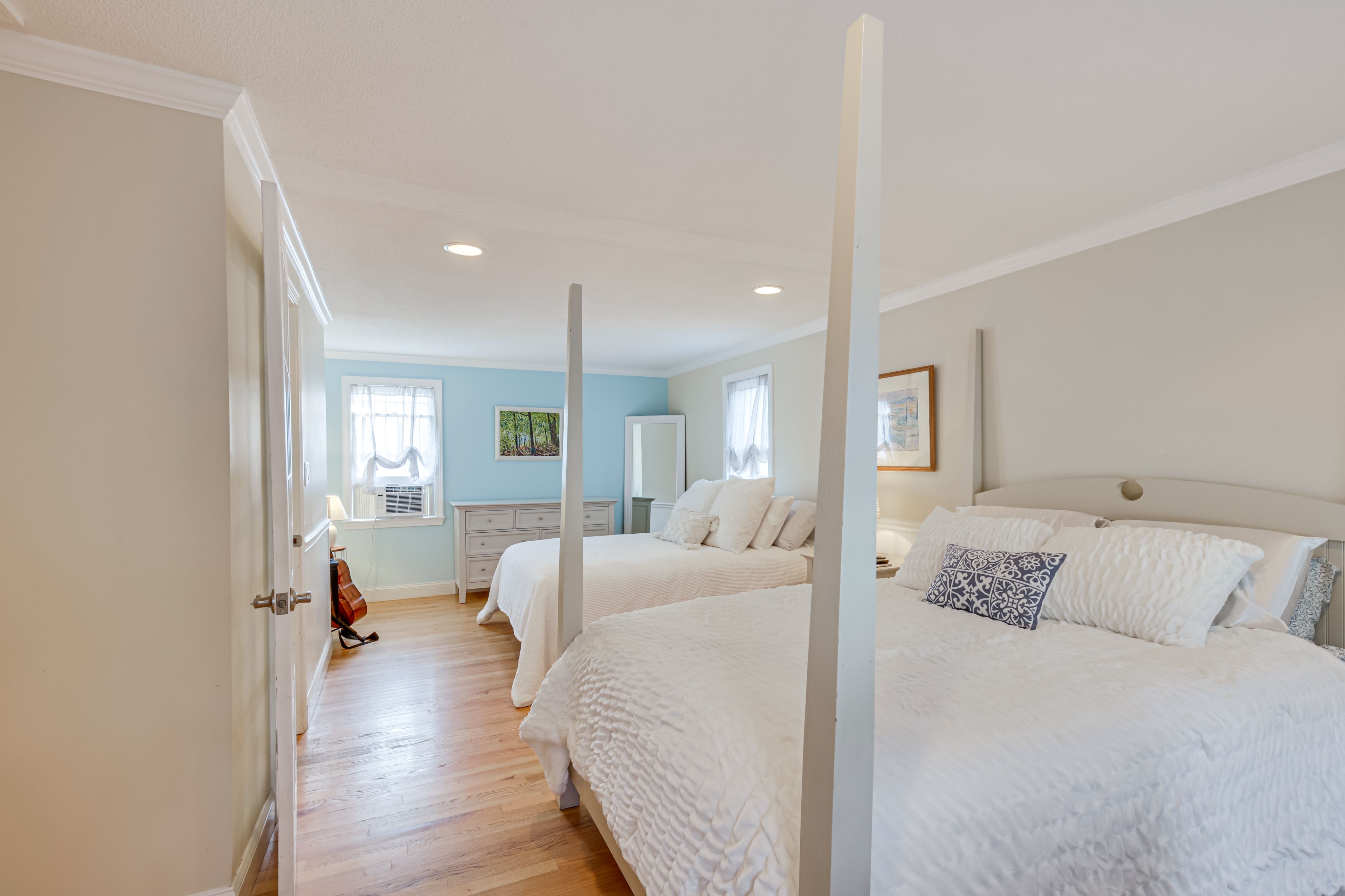 Bedroom 1 | Main Floor | 2 Queen Beds | Window A/C Unit