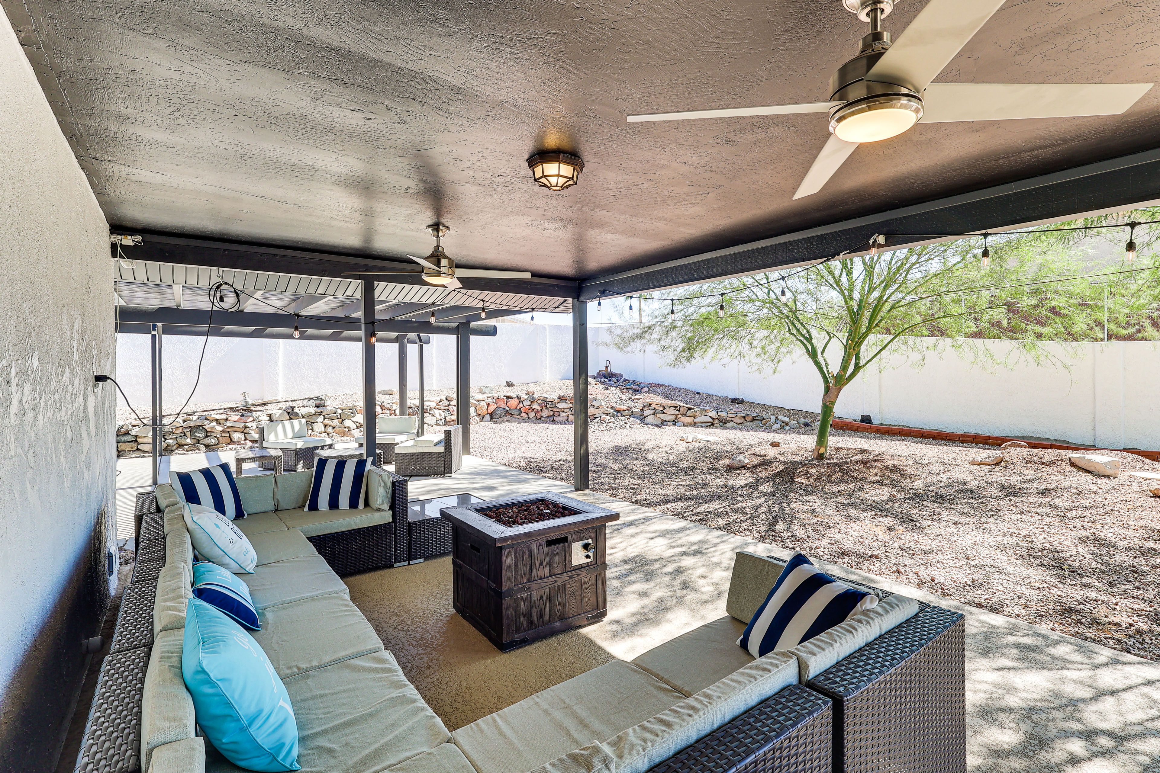 House Exterior | Covered Patio w/ Seating | Gas Fire Pit