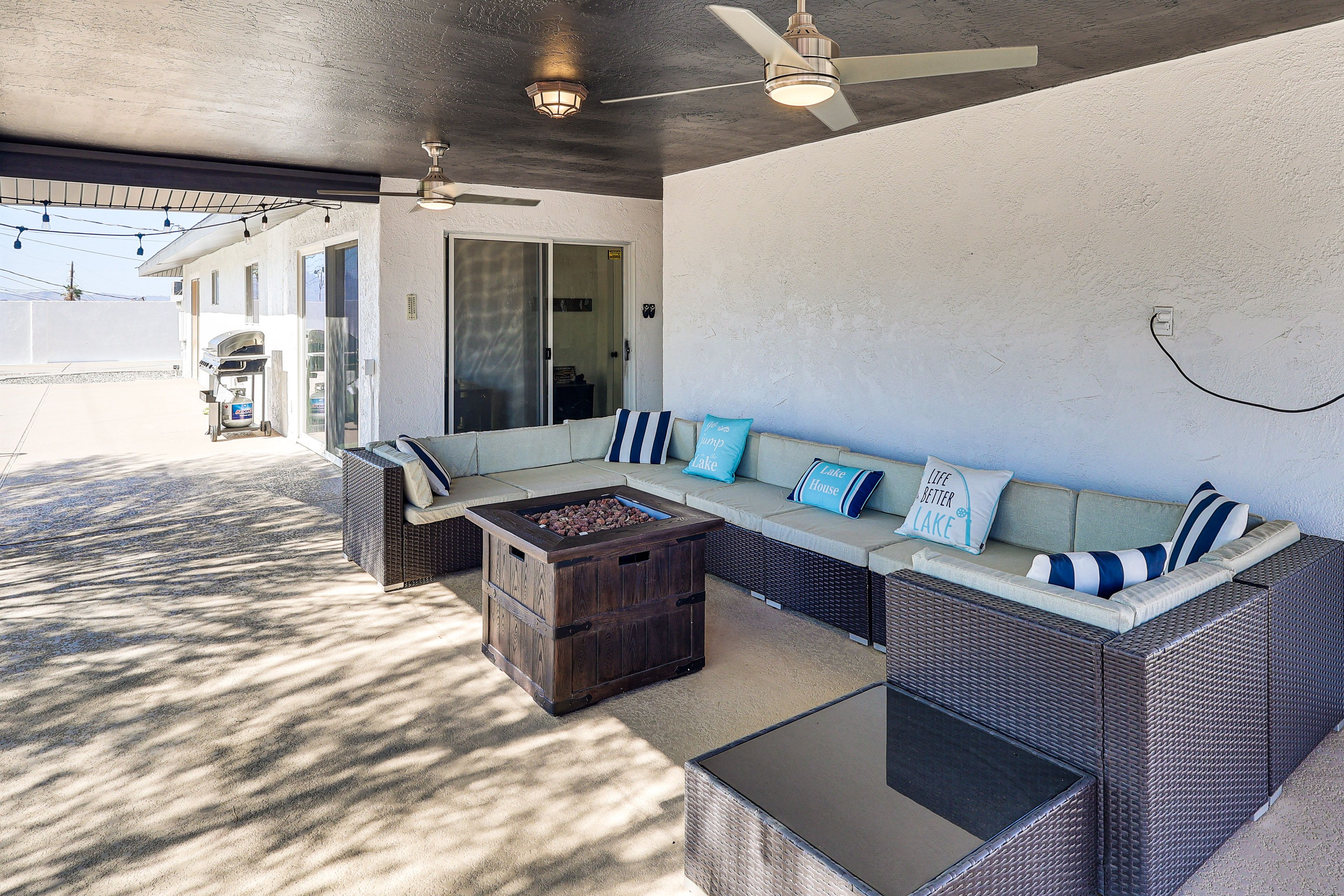 House Exterior | Covered Patio w/ Seating | Gas Fire Pit