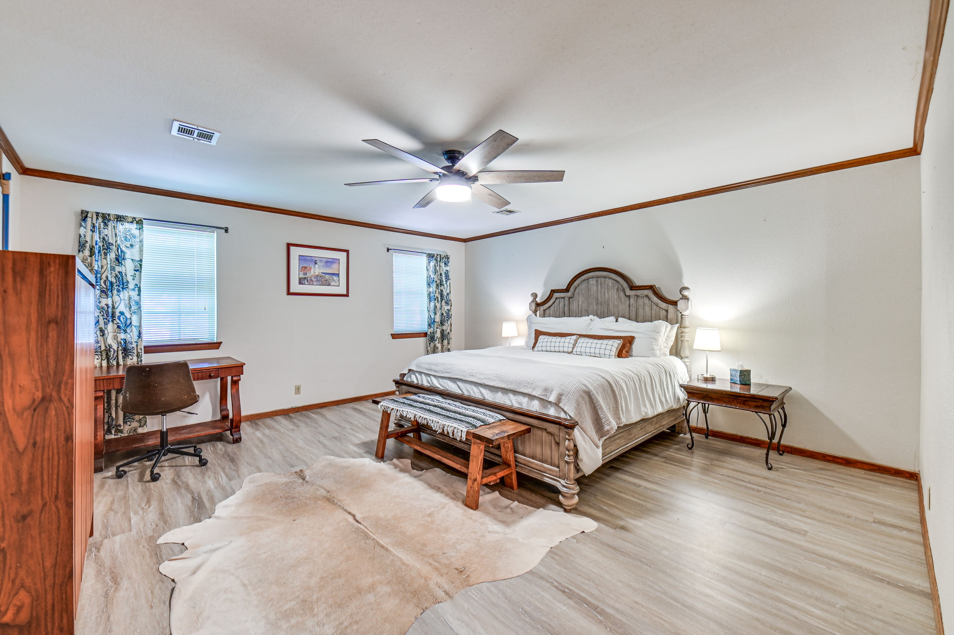Bedroom 1 | 1st Floor | King Bed | Office Desk | Linens Provided