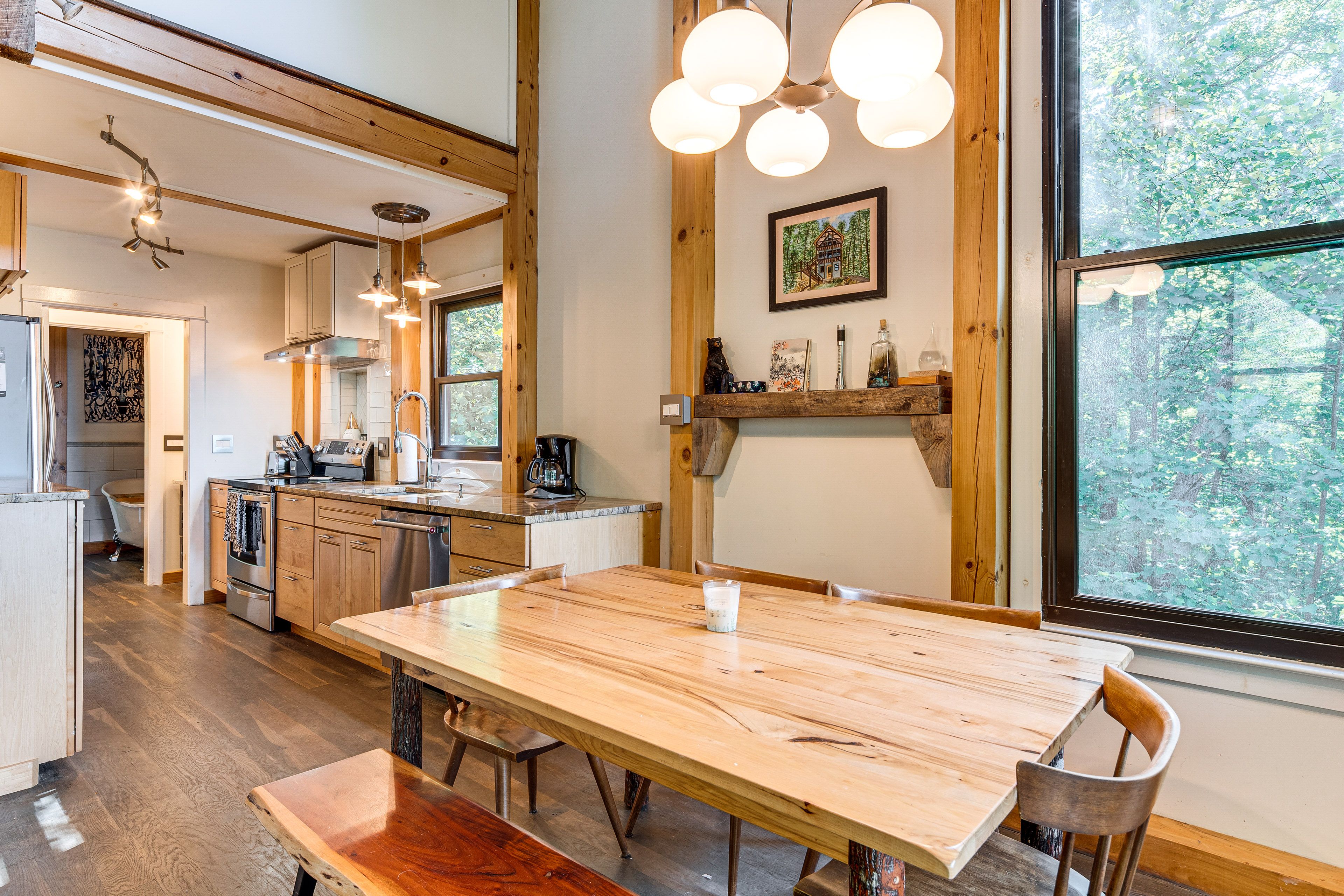 Dining Area | Dishware & Flatware | Central A/C & Heat | 2nd Floor