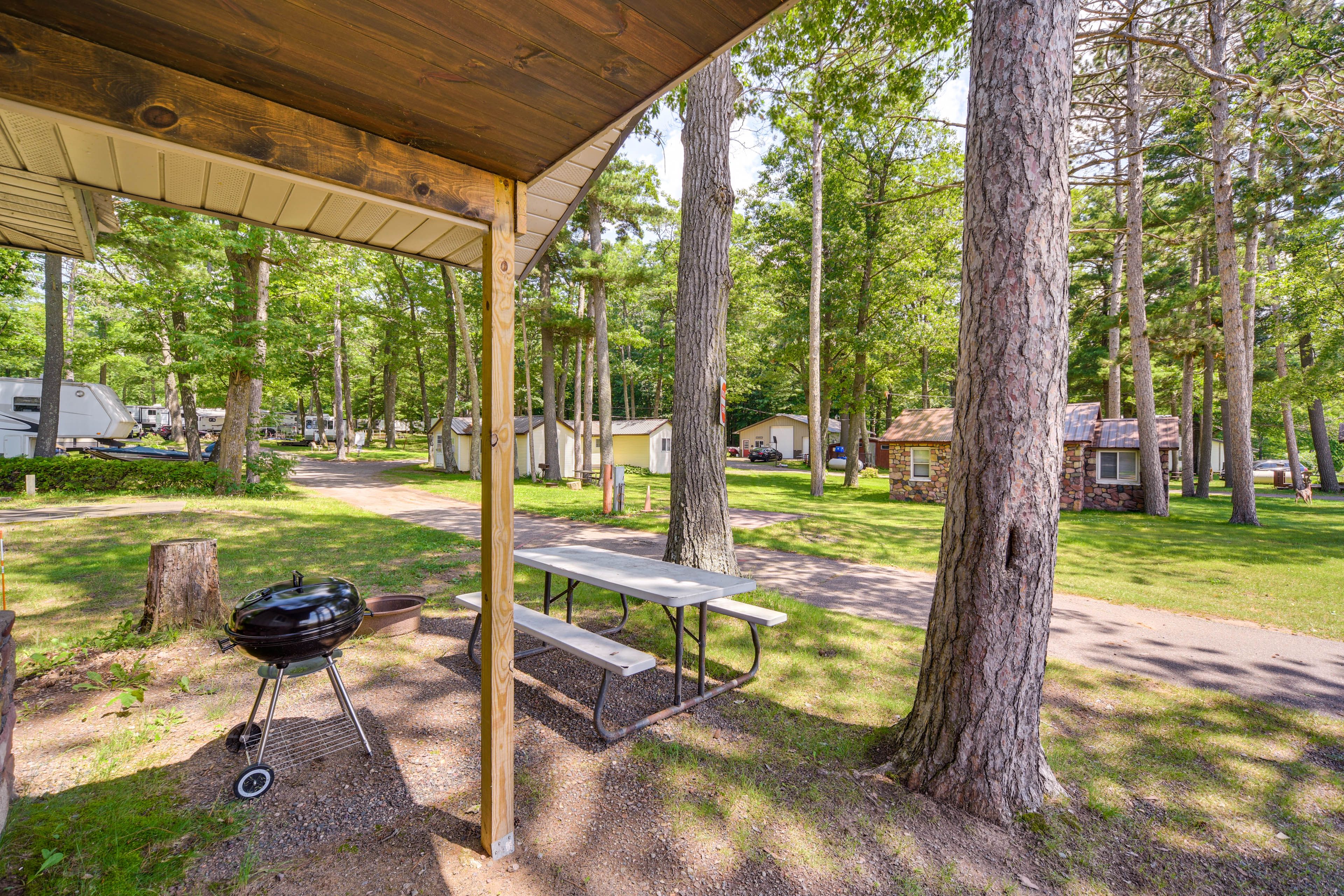 Studio Exterior | Picnic Table | Charcoal Grill | Fire Pit