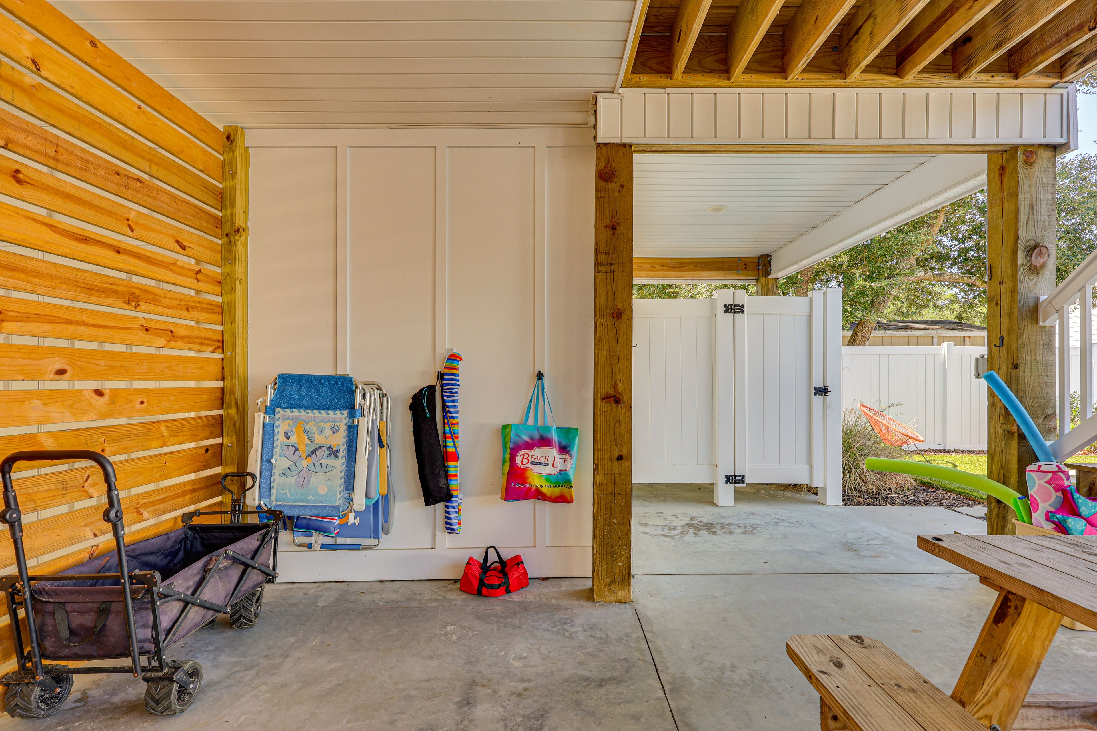 House Exterior | Beach Chairs & Wagon