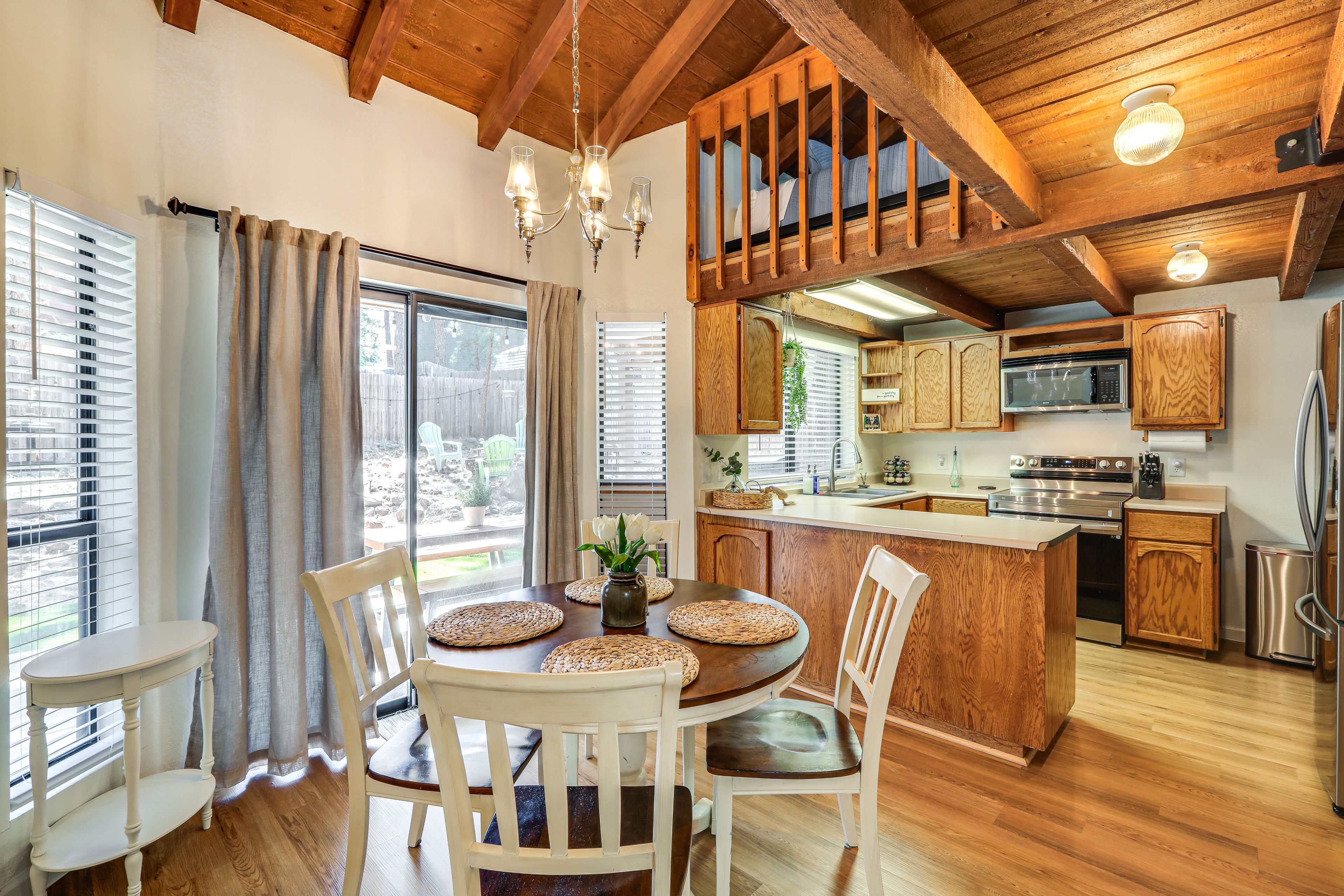 Dining Area | Dishware & Flatware | Central A/C & Heat | 1st Floor
