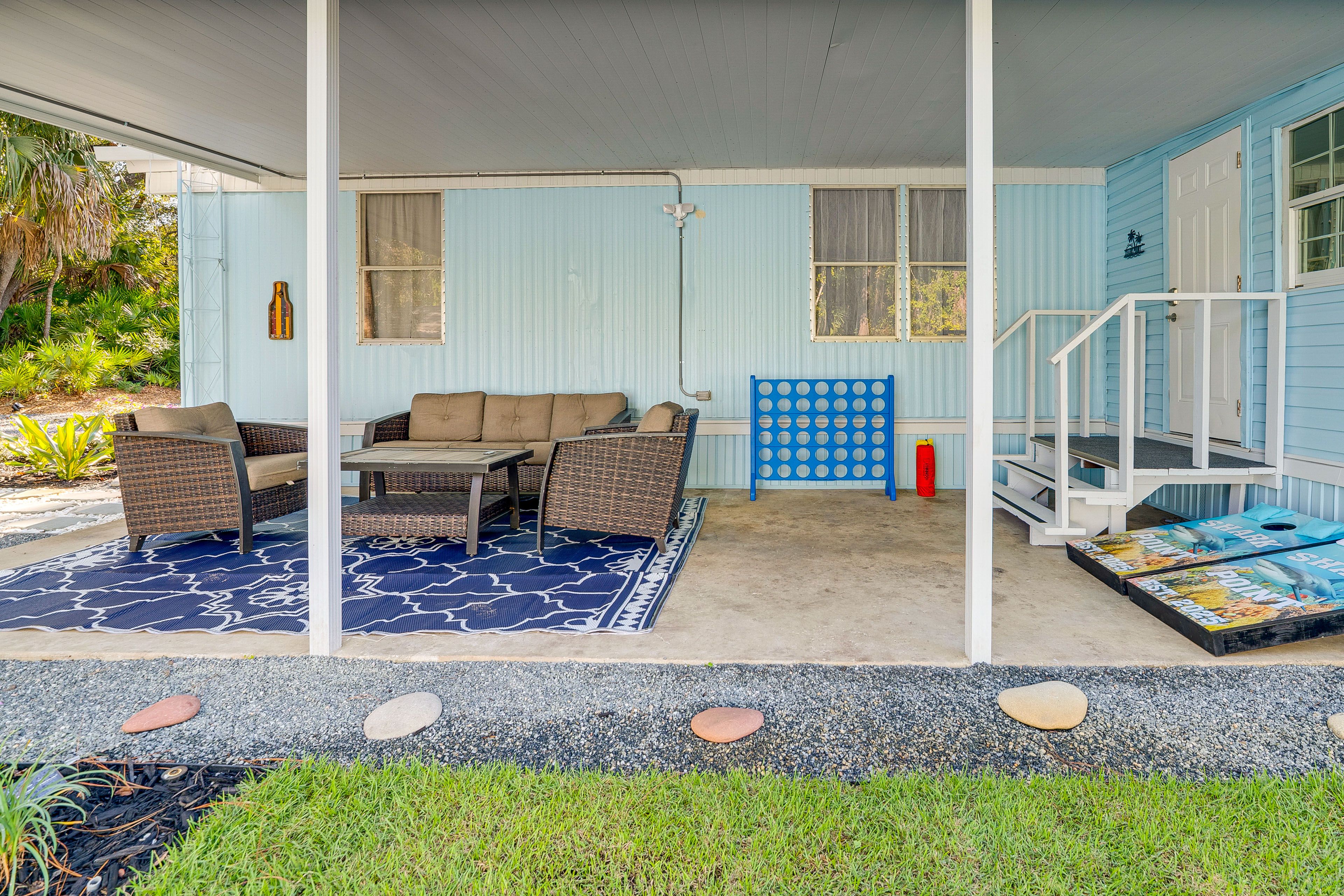 Covered Patio | Giant Connect 4 | Cornhole